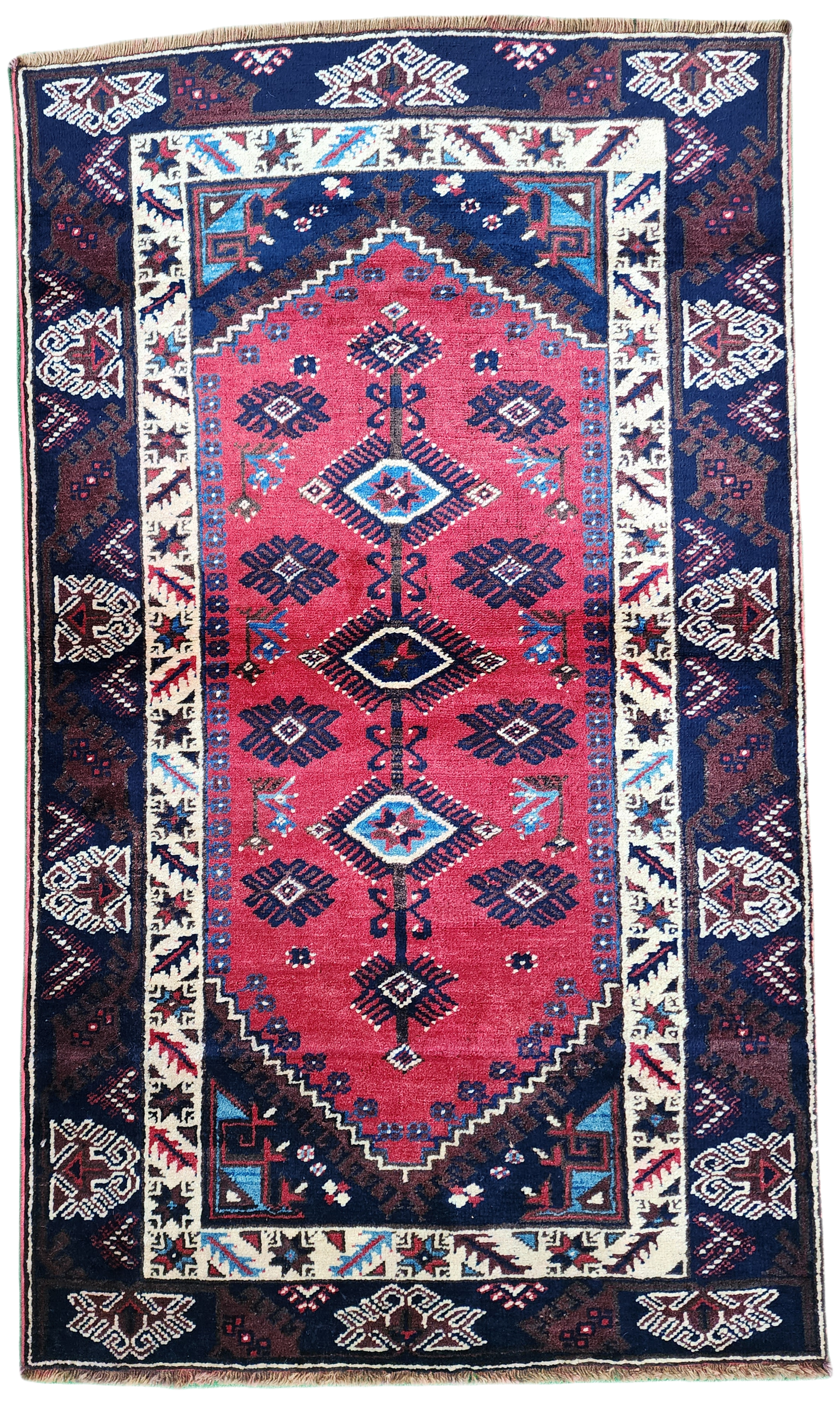 Tapis turc rouge vintage Antalya 5'9''x3'6''