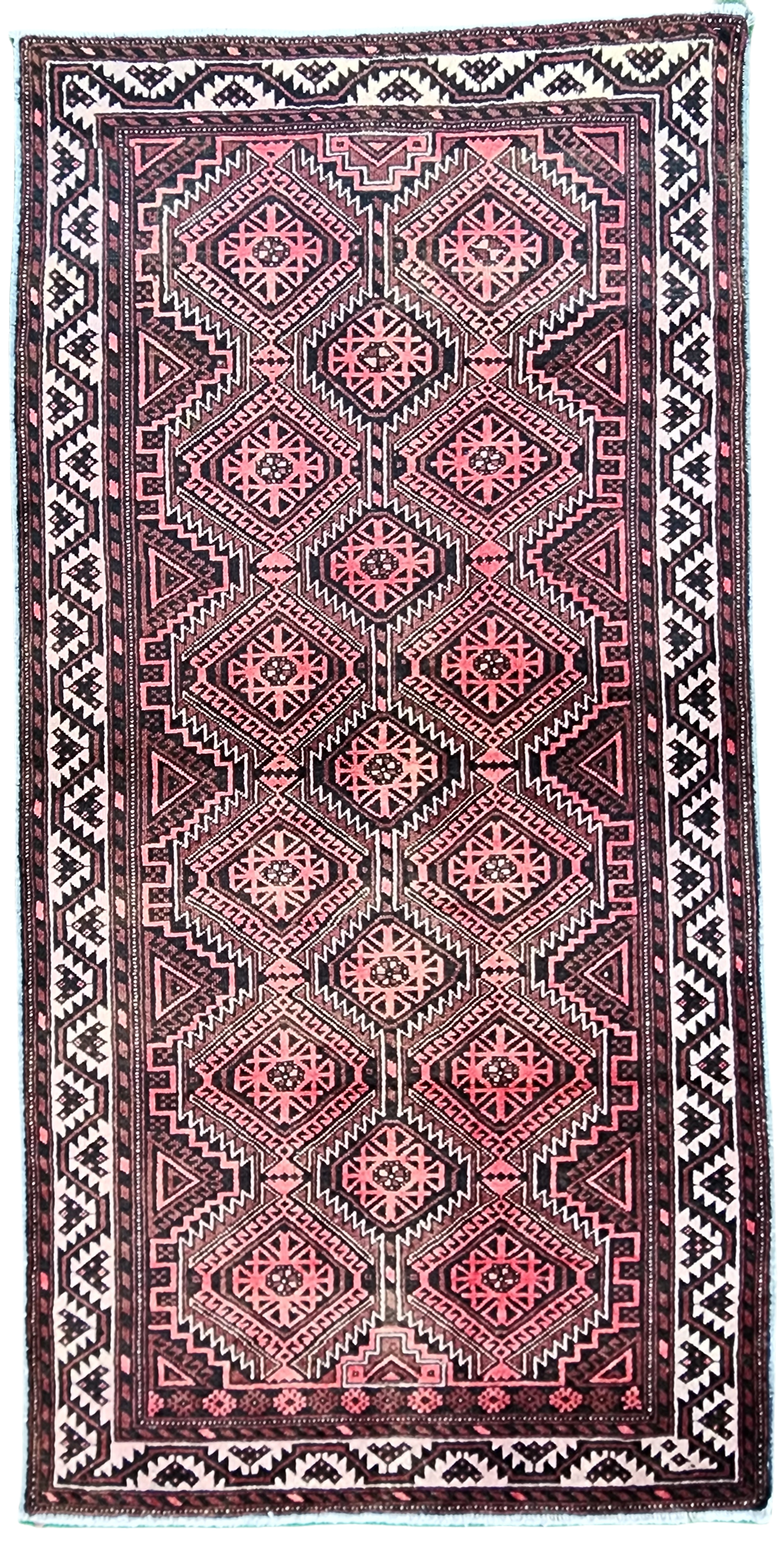 Brown and Beige Antique Persian Rug 6'8'' x 3'6''