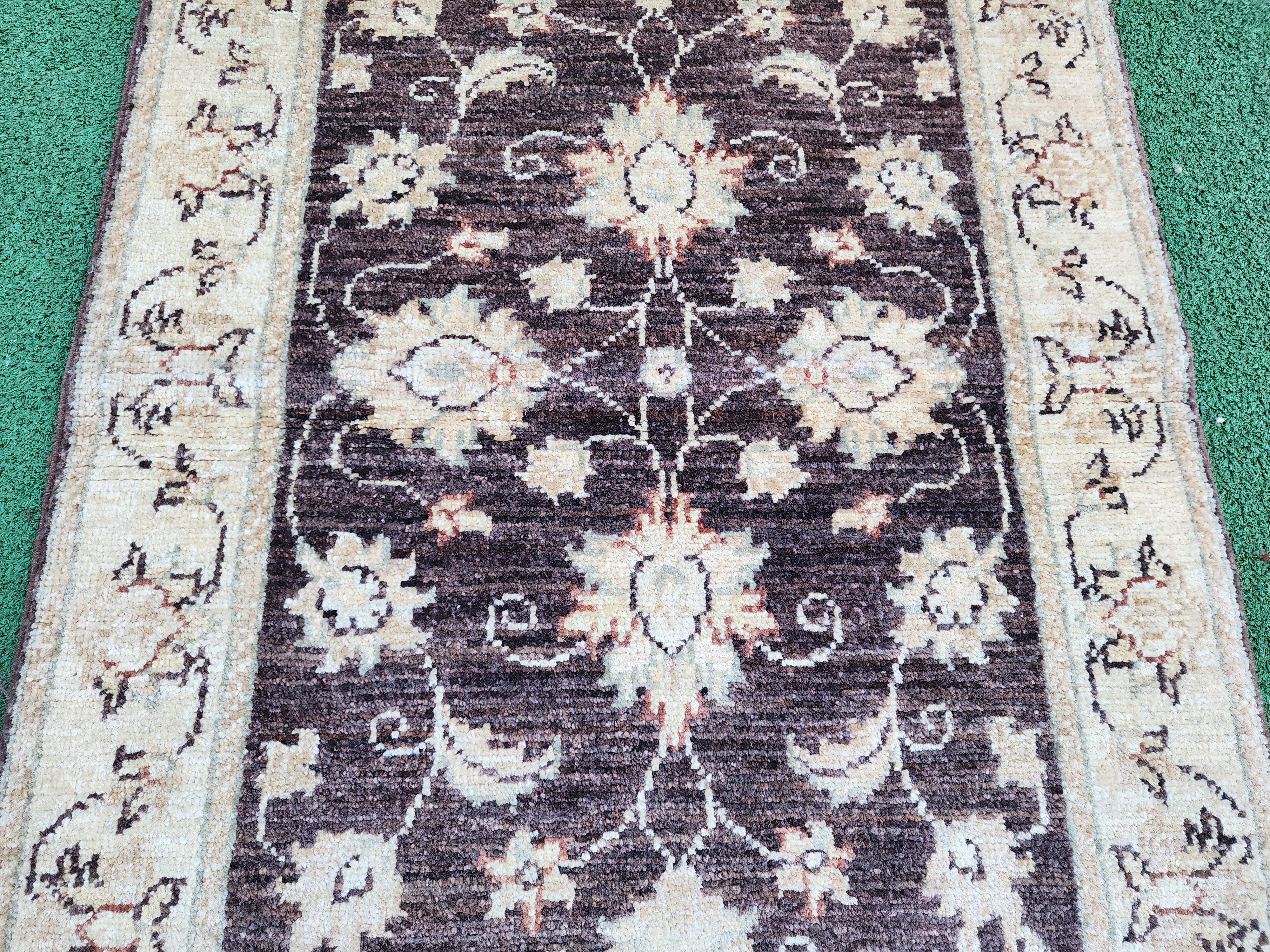 Brown and  Beige Turkish Oushak Rug 2'9''x''2''