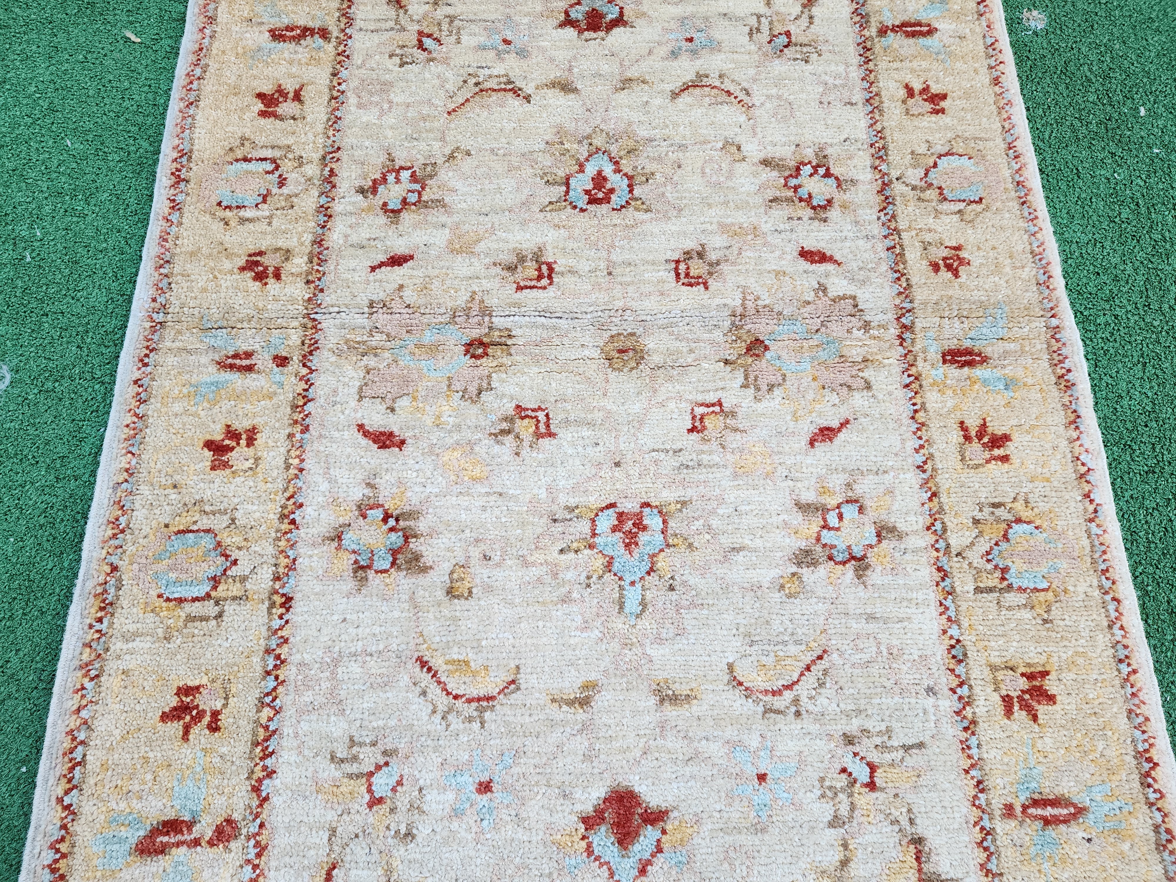 Beige and Red Turkish Oushak Rug 3'4''x2'2''