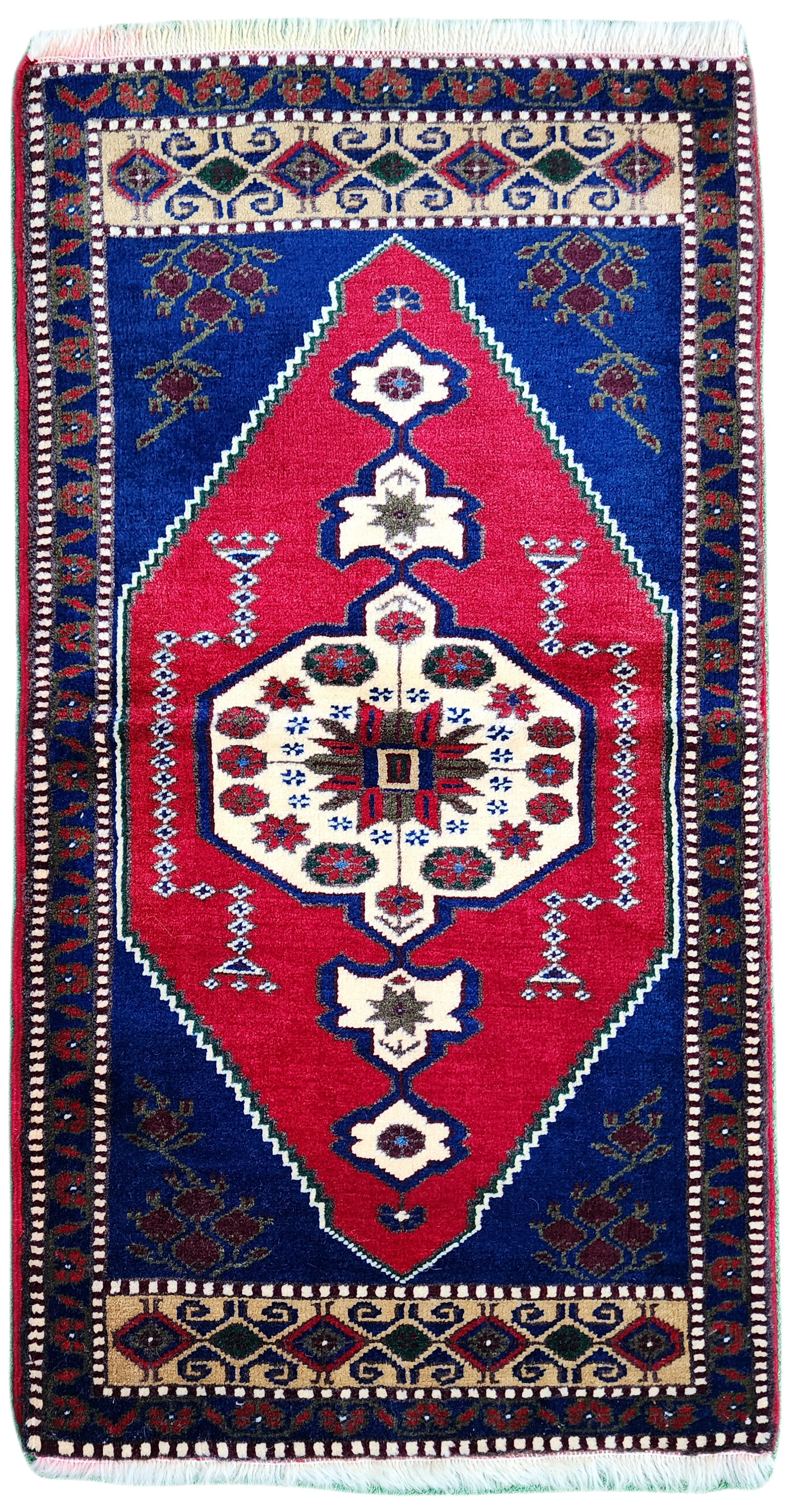 Red and Blue Turkish Rug 3'5''x''2''