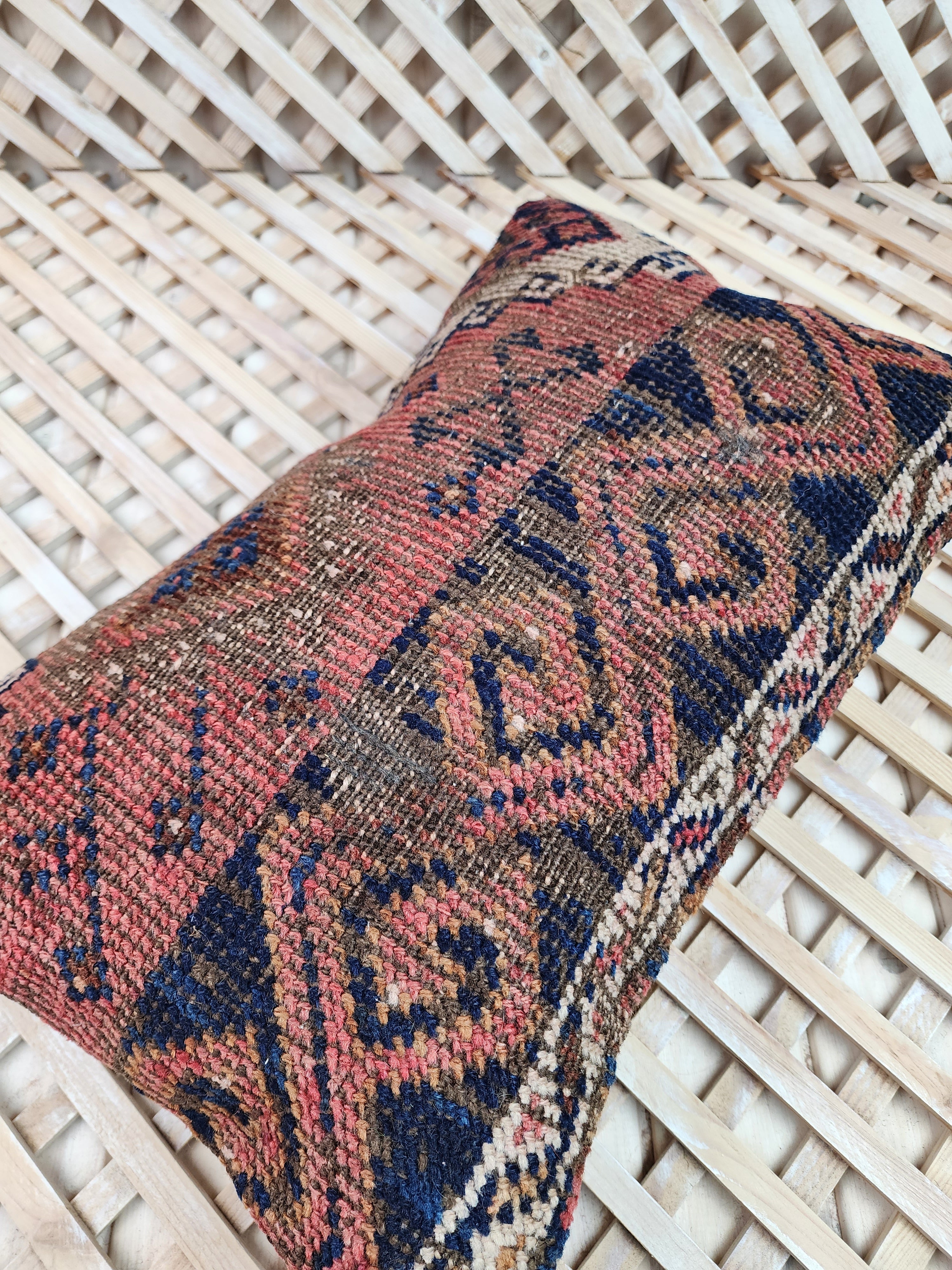 Antique Turkish Carpet Pillow Cover 12x20 inch