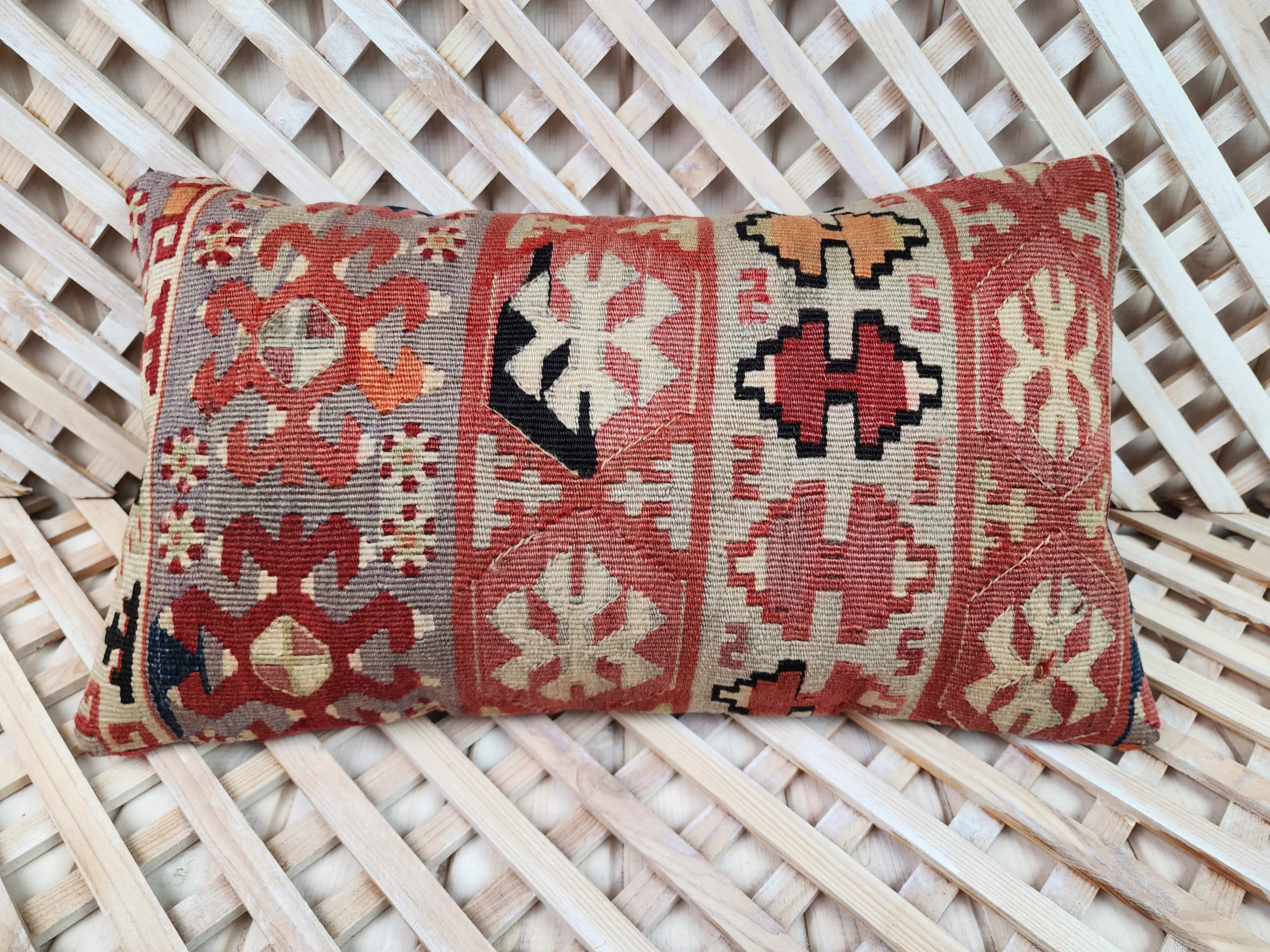 Lumbar Kilim Pillow Cover 12 x 20 in