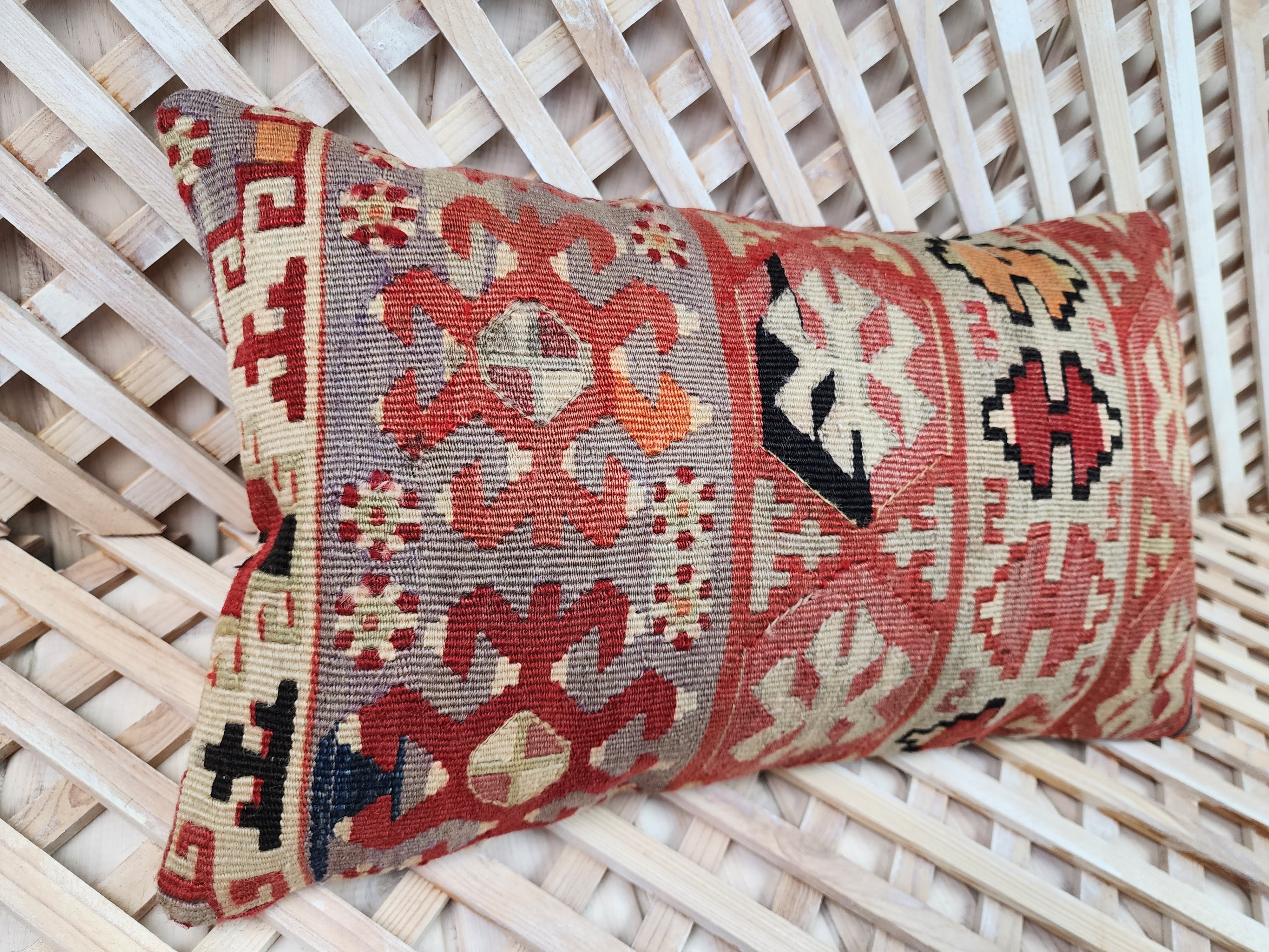 Lumbar Kilim Pillow Cover 12 x 20 in