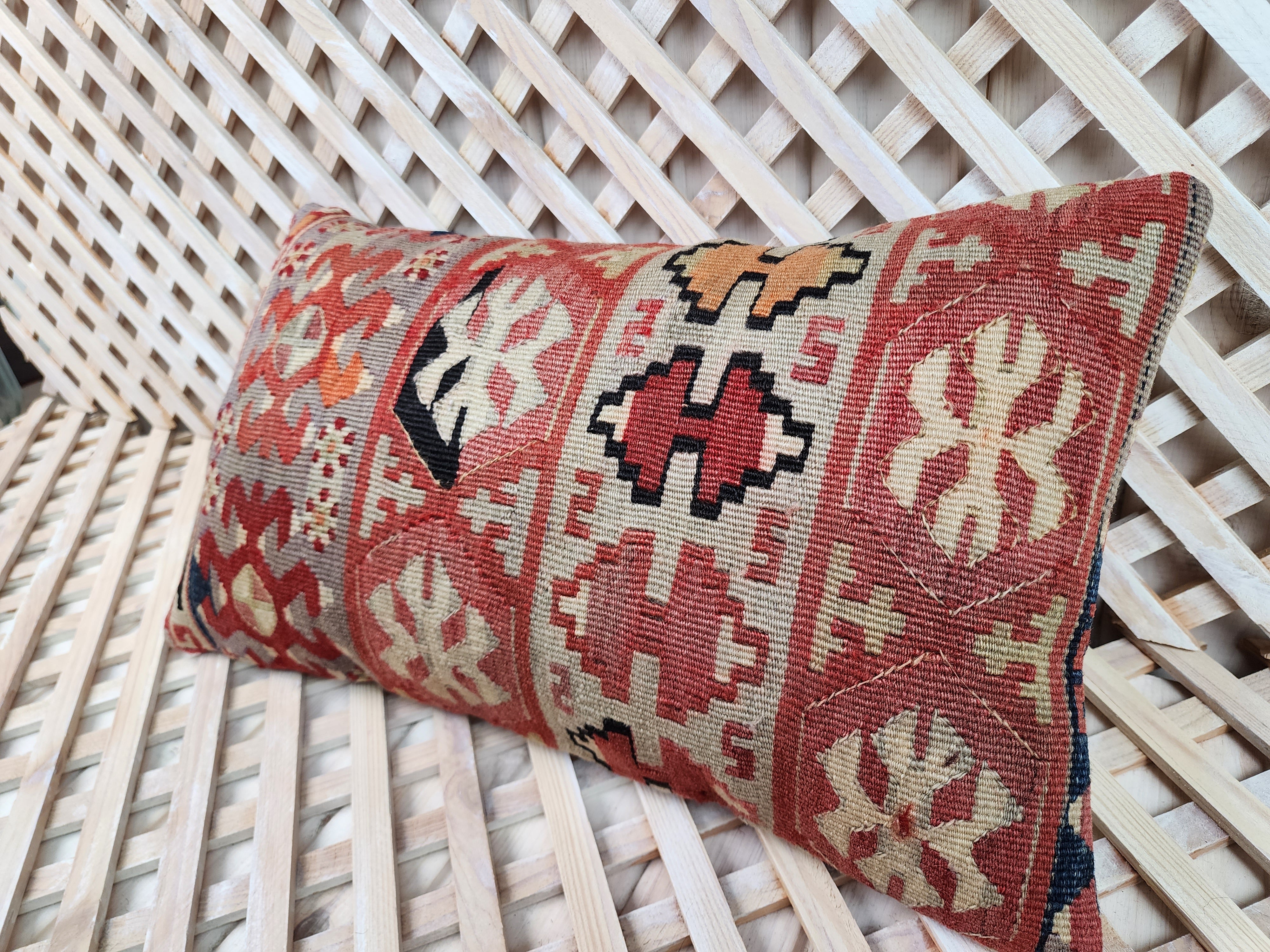 Lumbar Kilim Pillow Cover 12 x 20 in