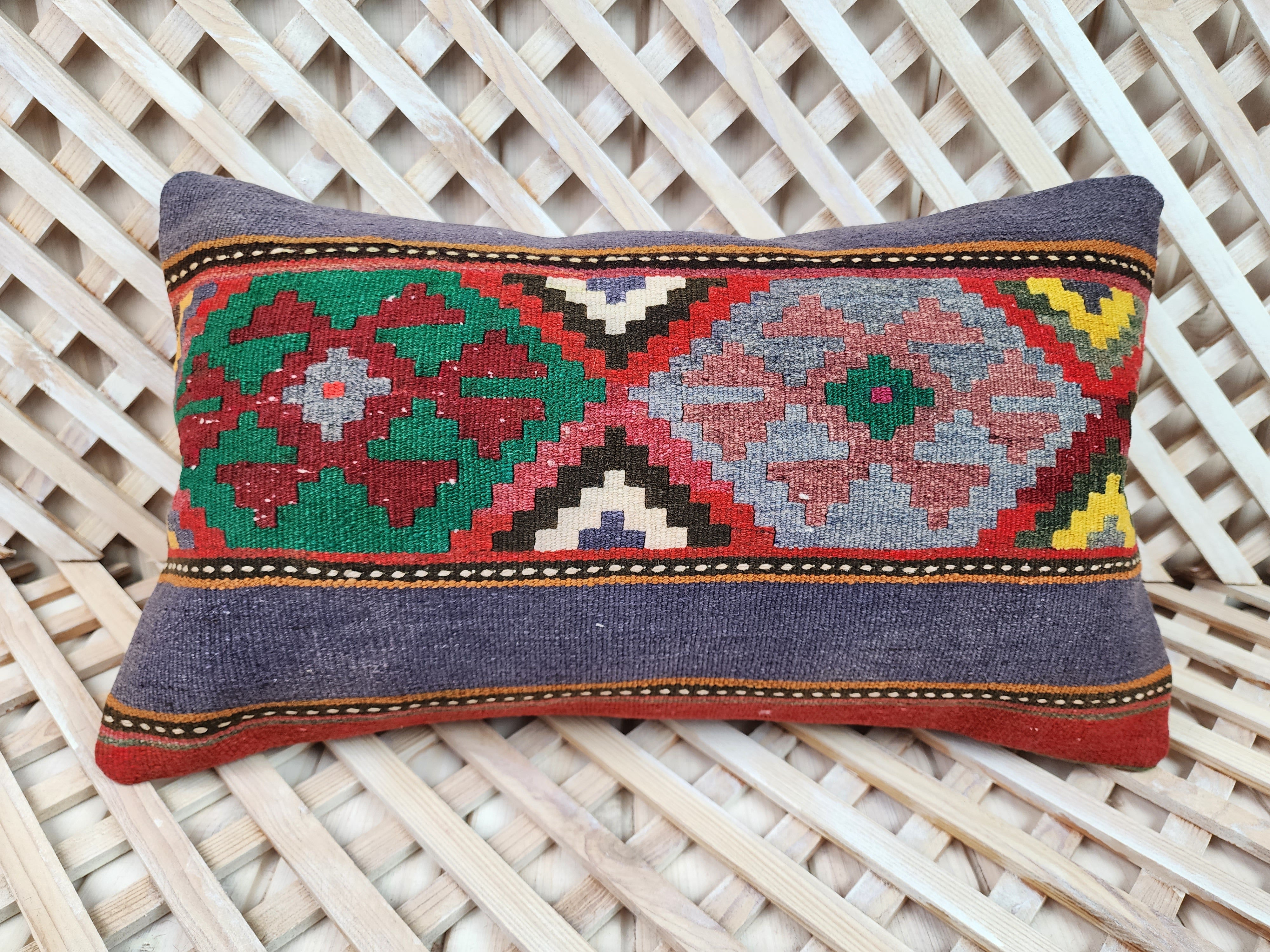 Lumbar Kilim Pillow Cover 12 x 20 in