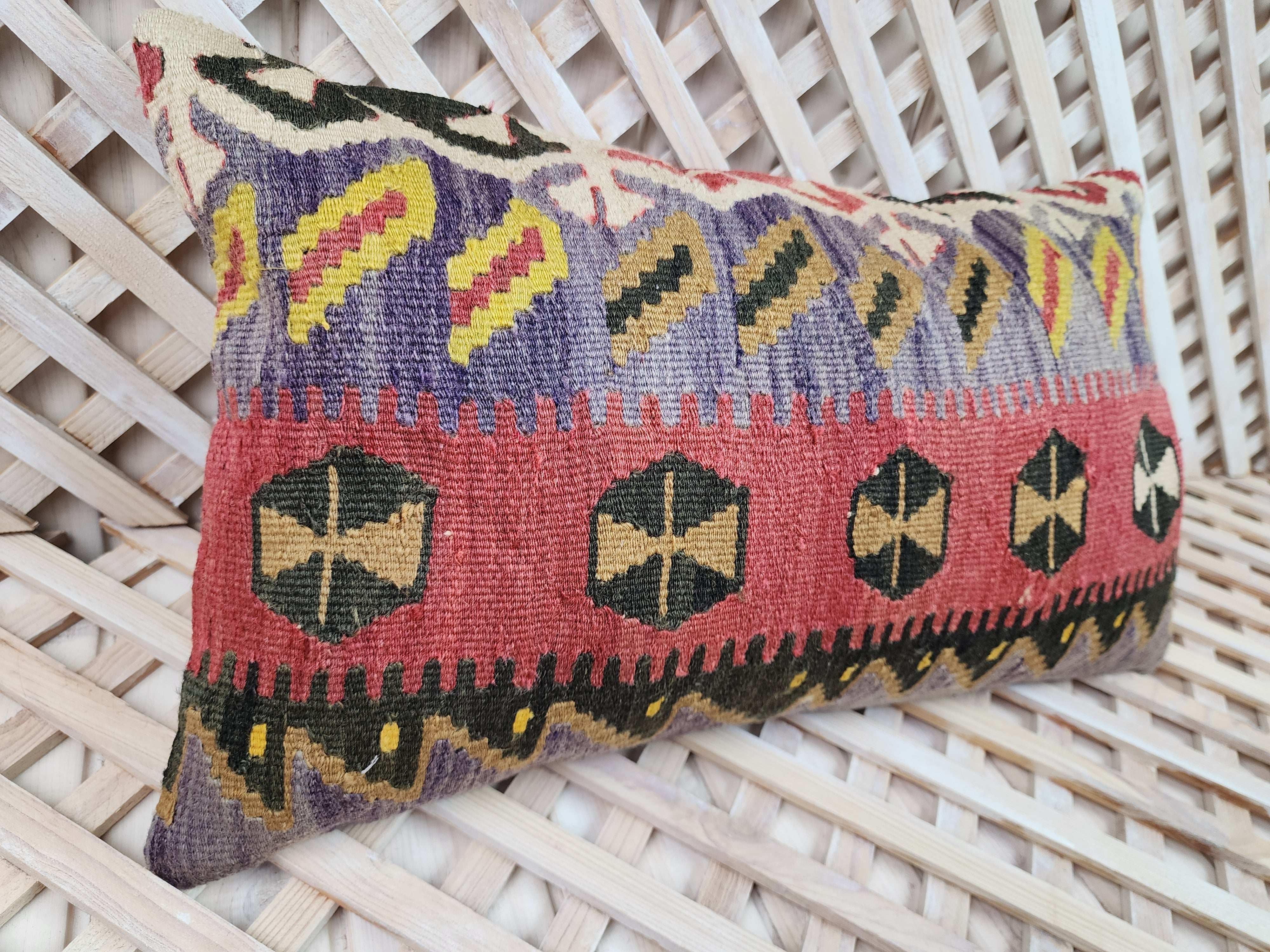 Lumbar Kilim Pillow Cover 12 x 20 in