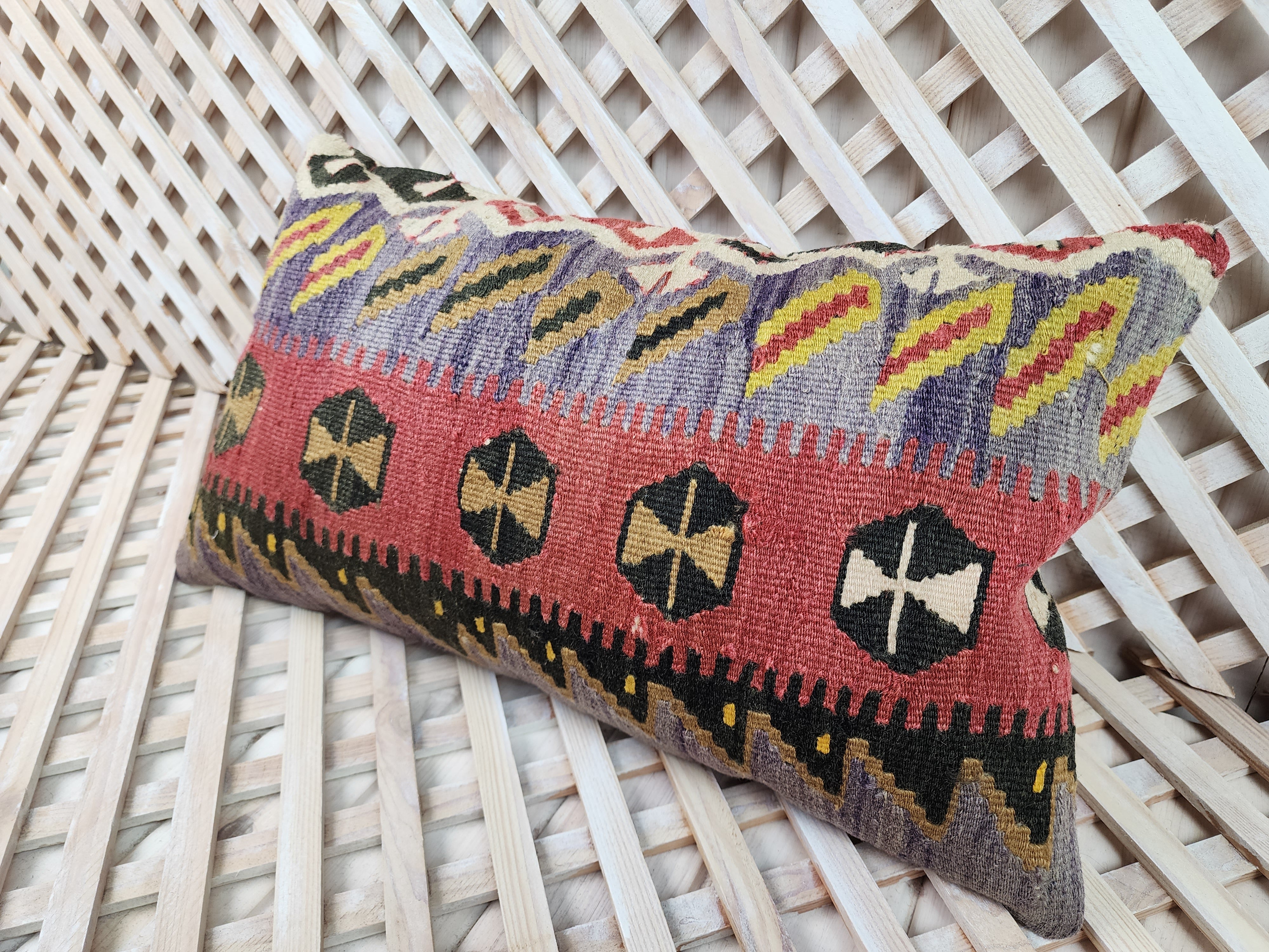 Lumbar Kilim Pillow Cover 12 x 20 in
