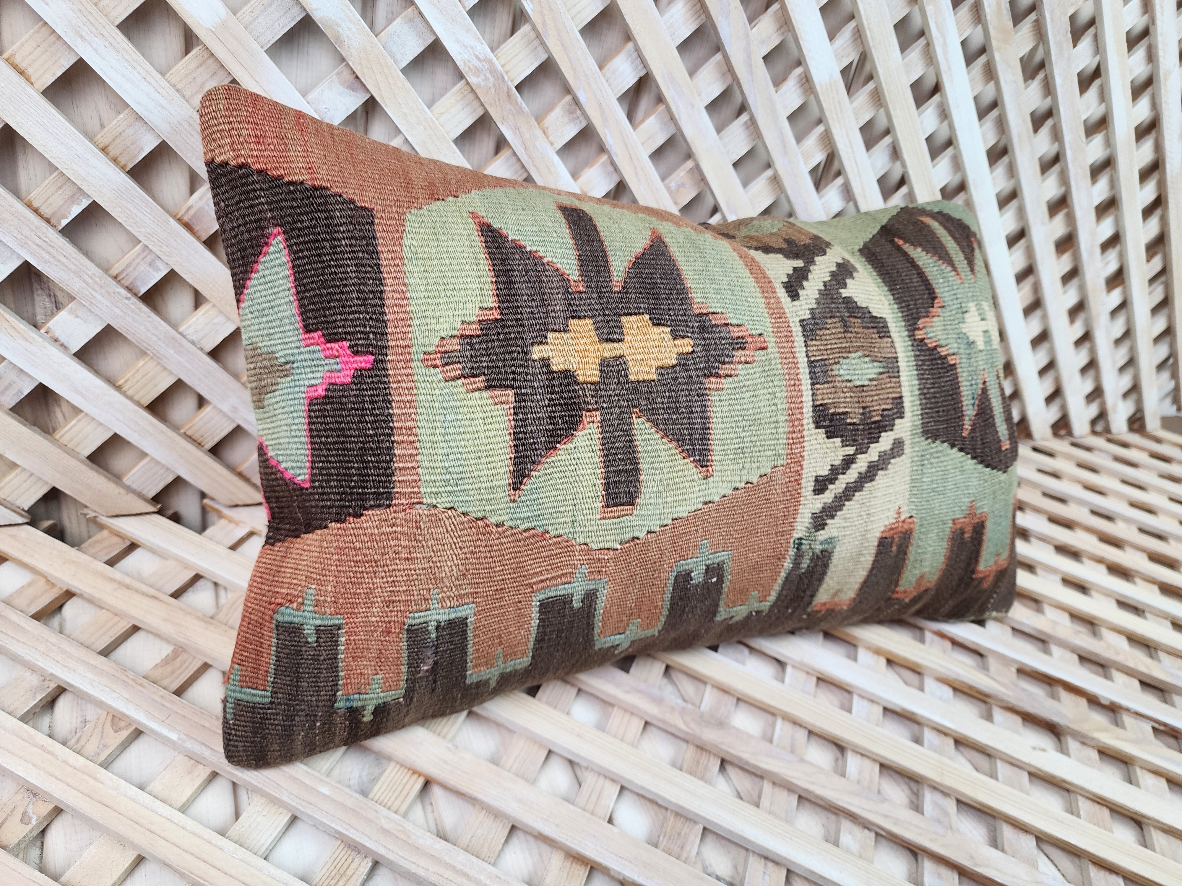 Lumbar Kilim Pillow Cover 12 x 20 in