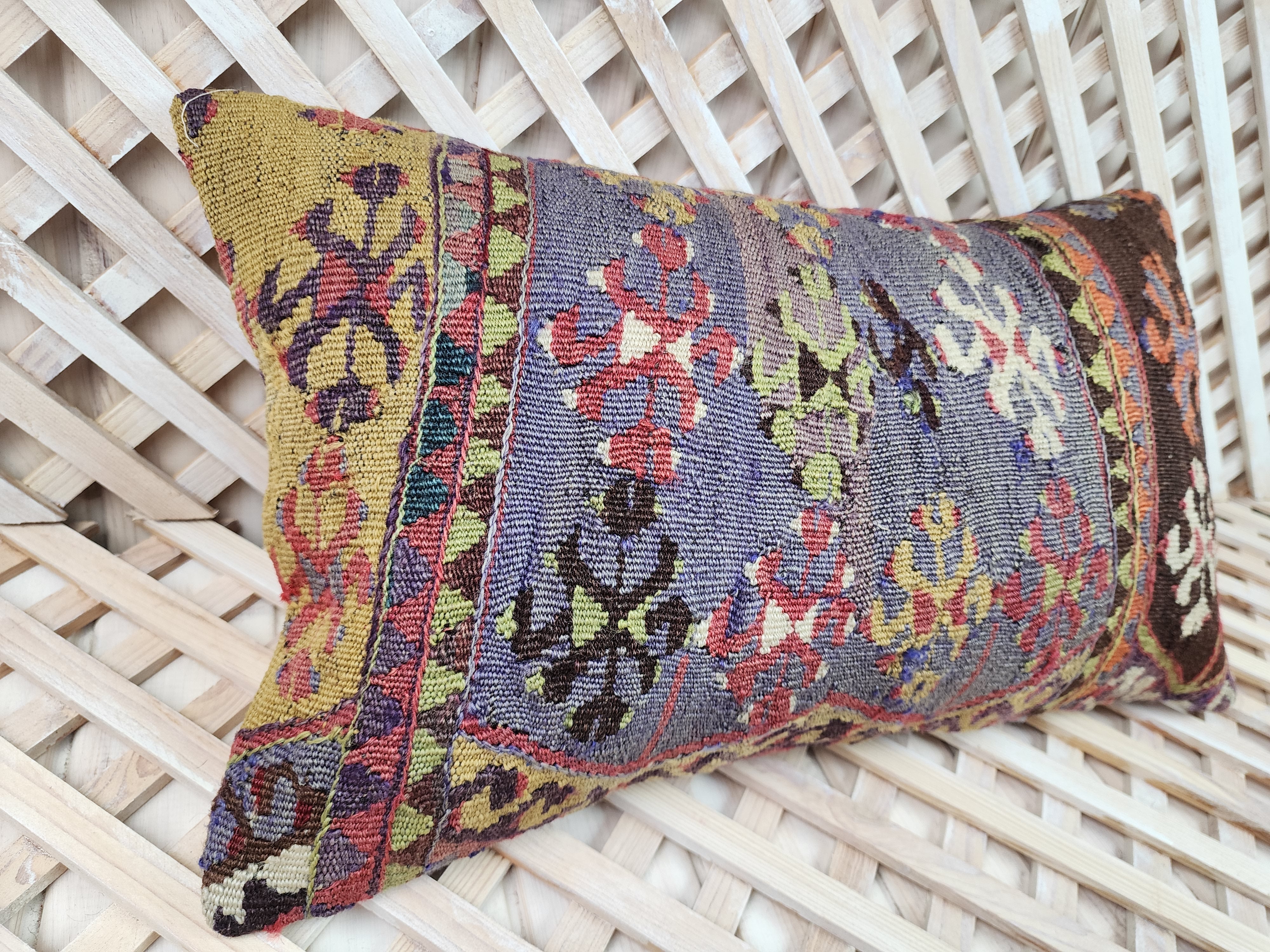 Lumbar Kilim Pillow Cover 12 x 20 in