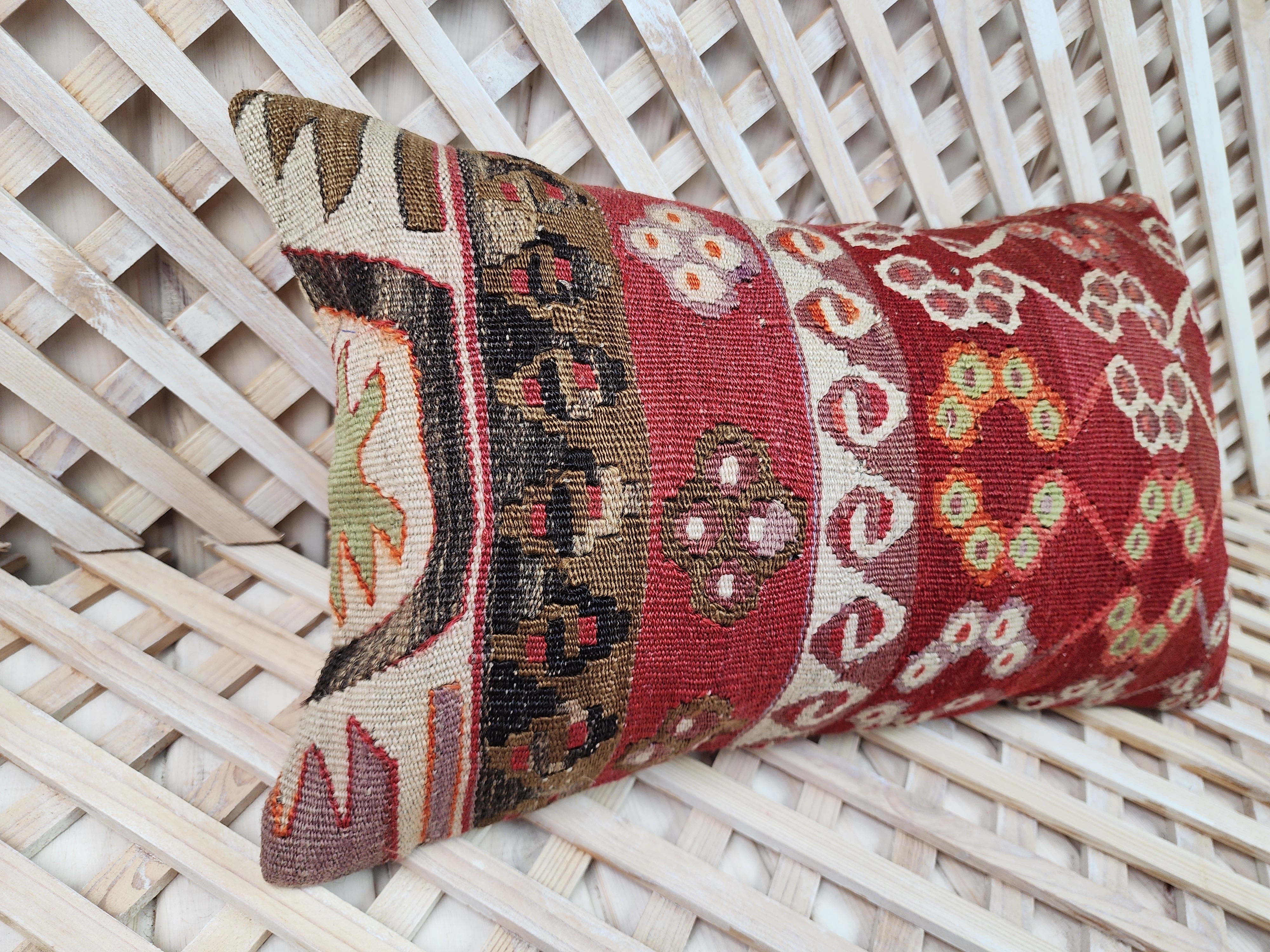 Lumbar Kilim Pillow Cover 12 x 20 in