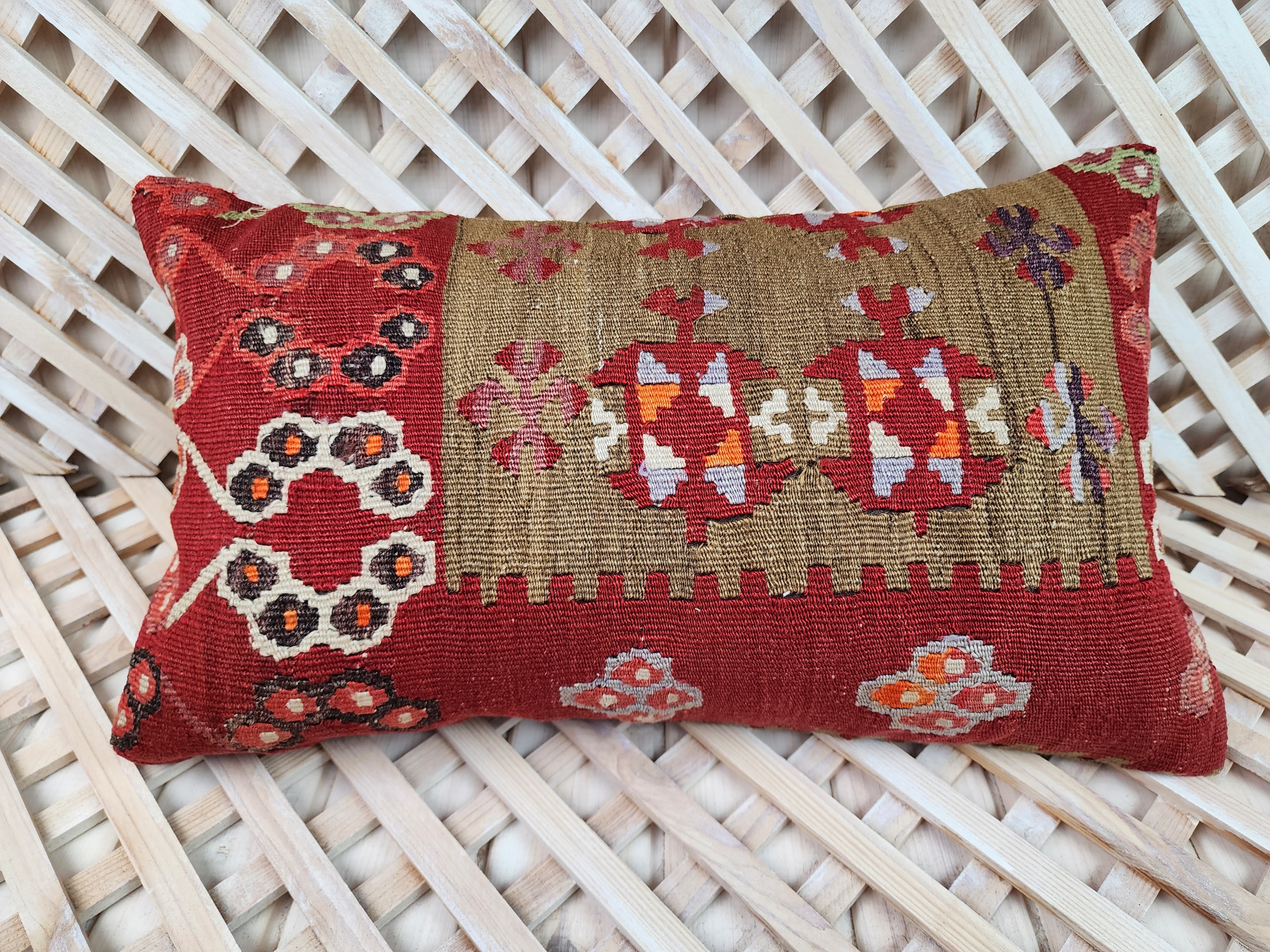 Lumbar Kilim Pillow Cover 12 x 20 in