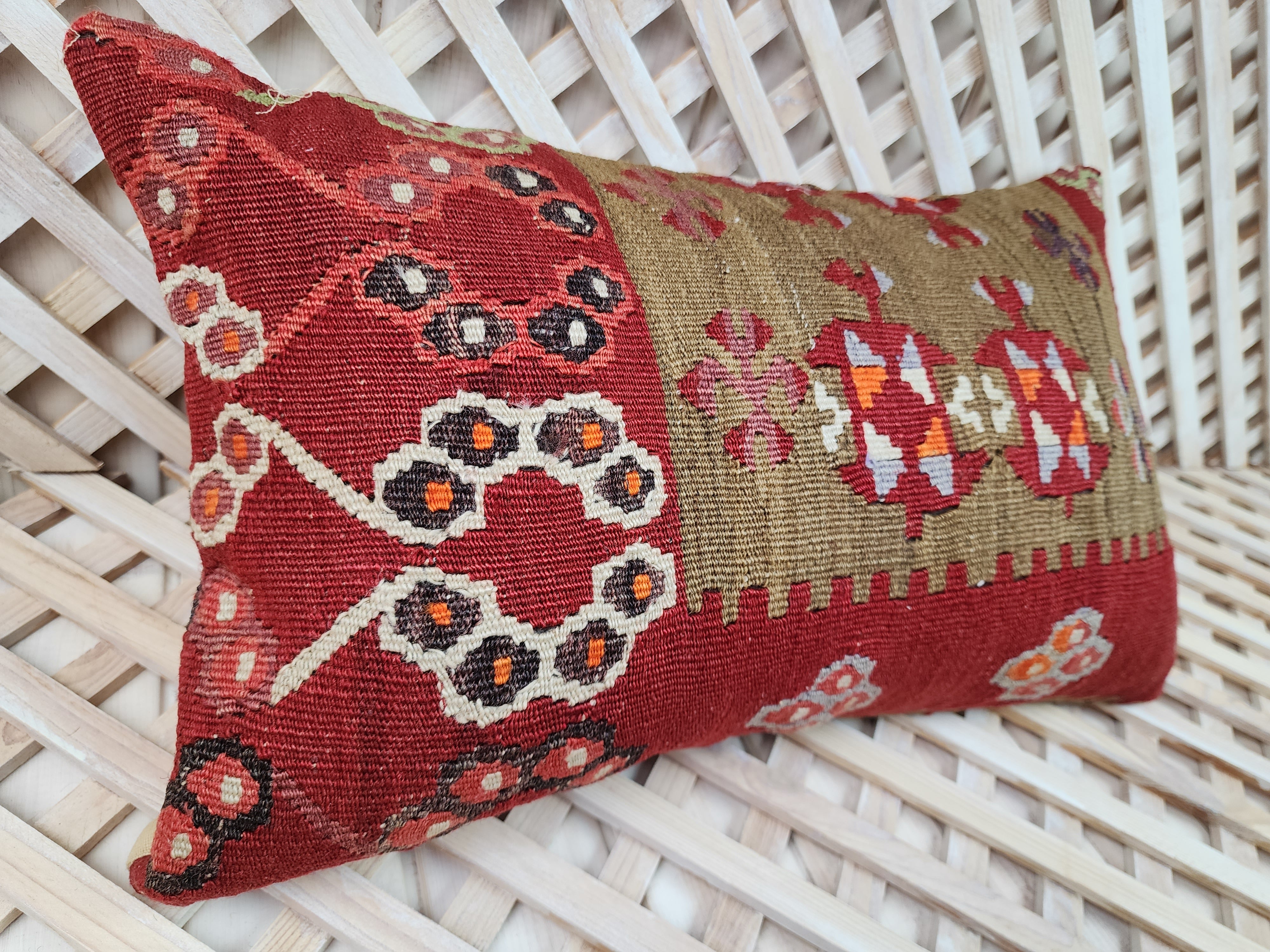 Lumbar Kilim Pillow Cover 12 x 20 in