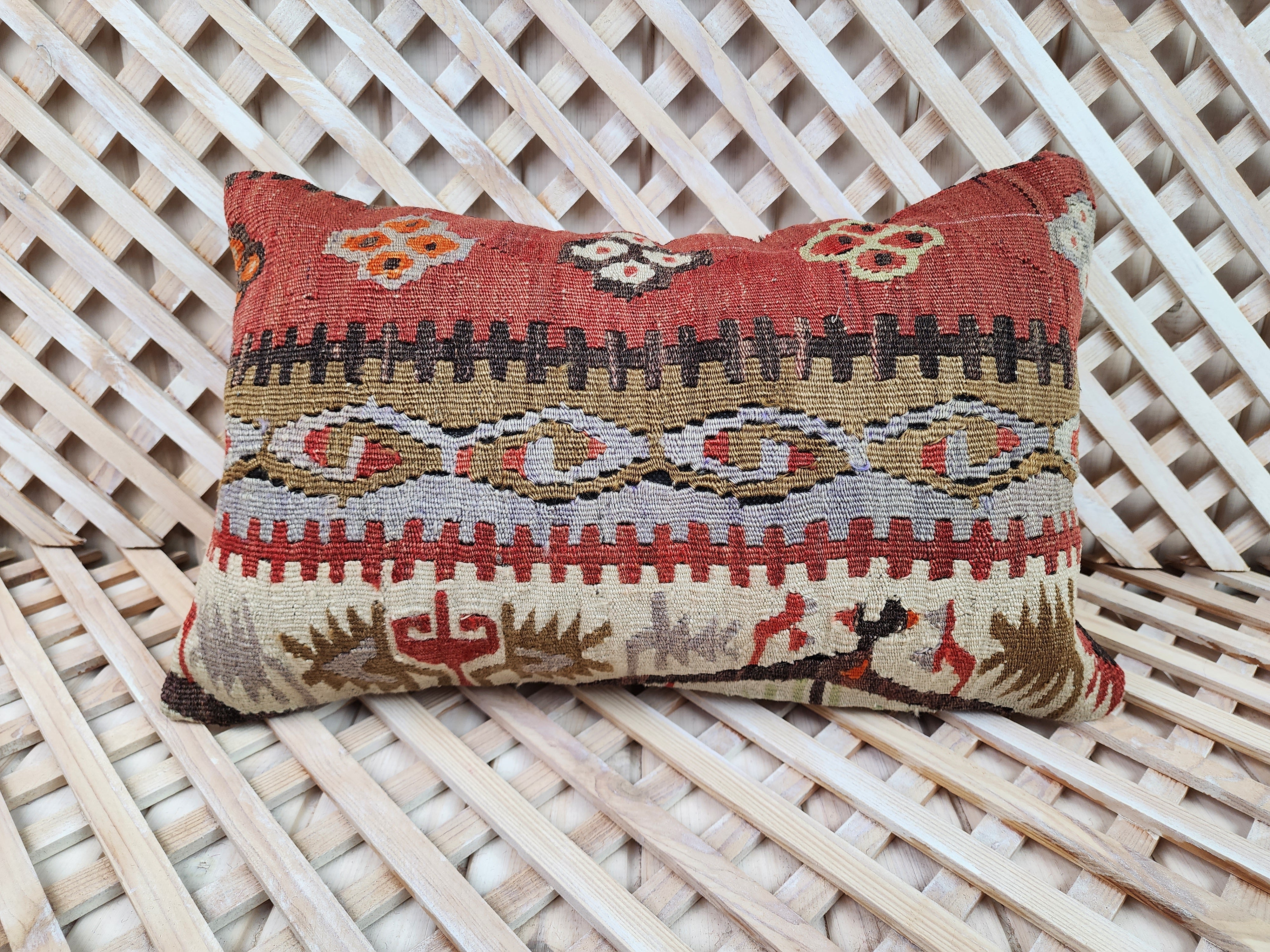 Lumbar Kilim Pillow Cover 12 x 20 in