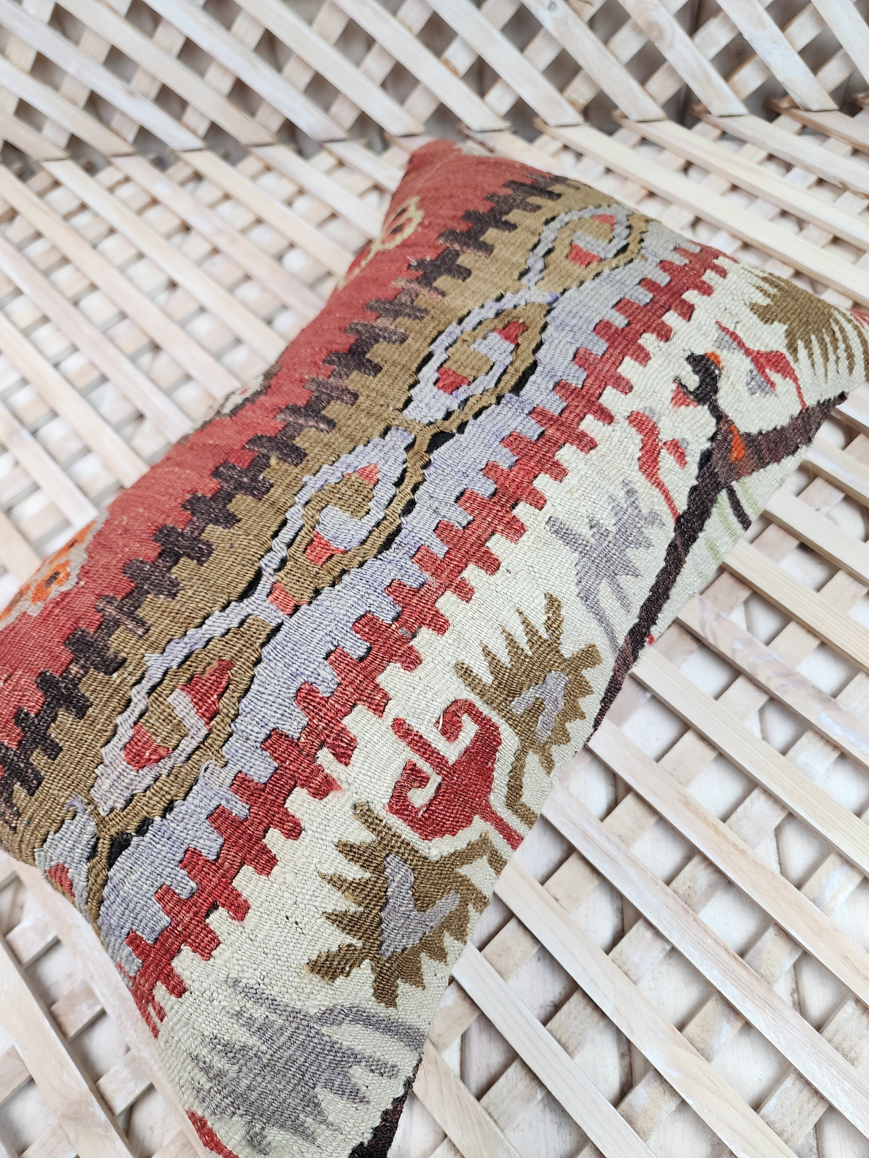 Lumbar Kilim Pillow Cover 12 x 20 in