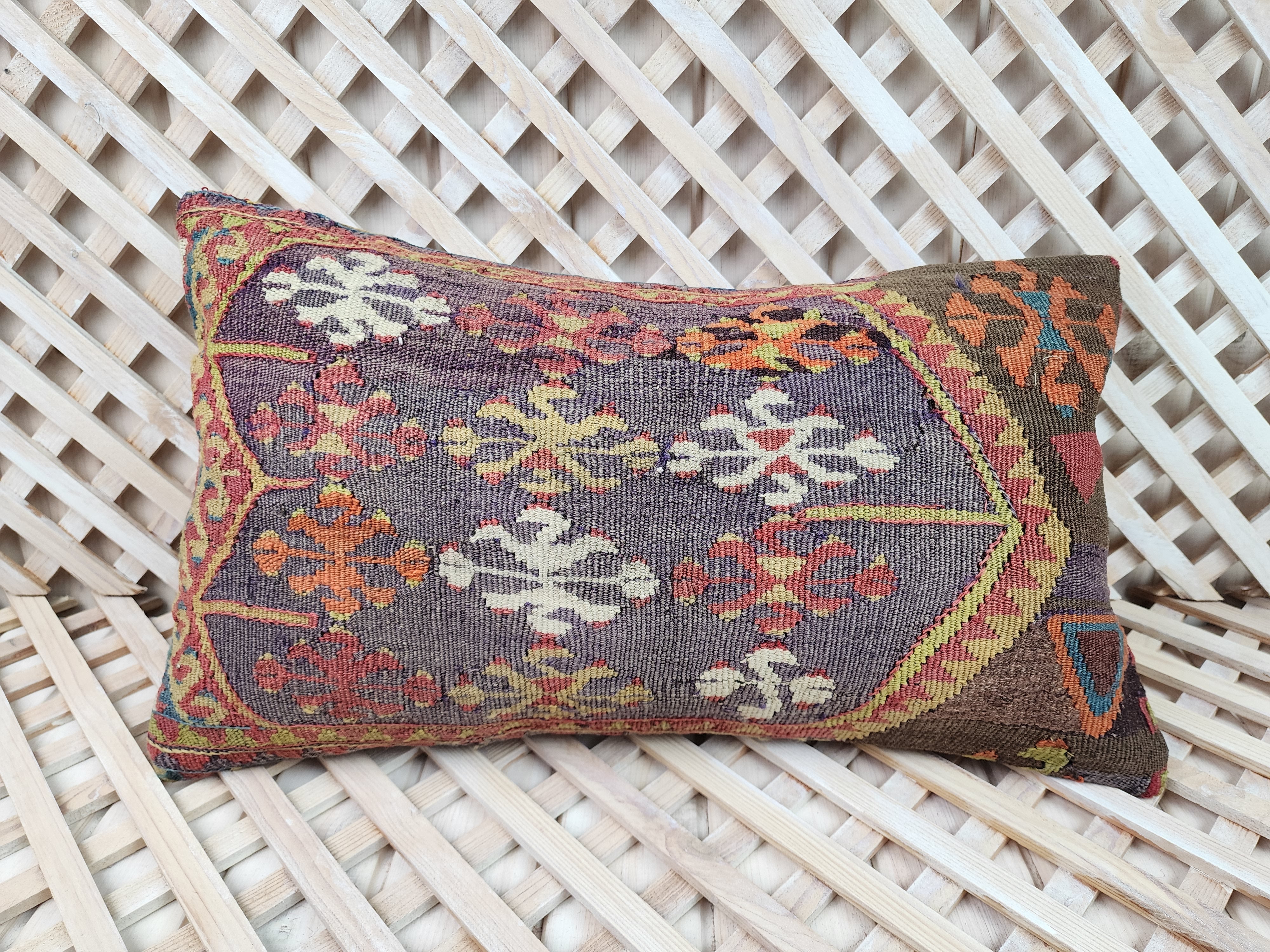 Lumbar Kilim Pillow Cover 12 x 20 in