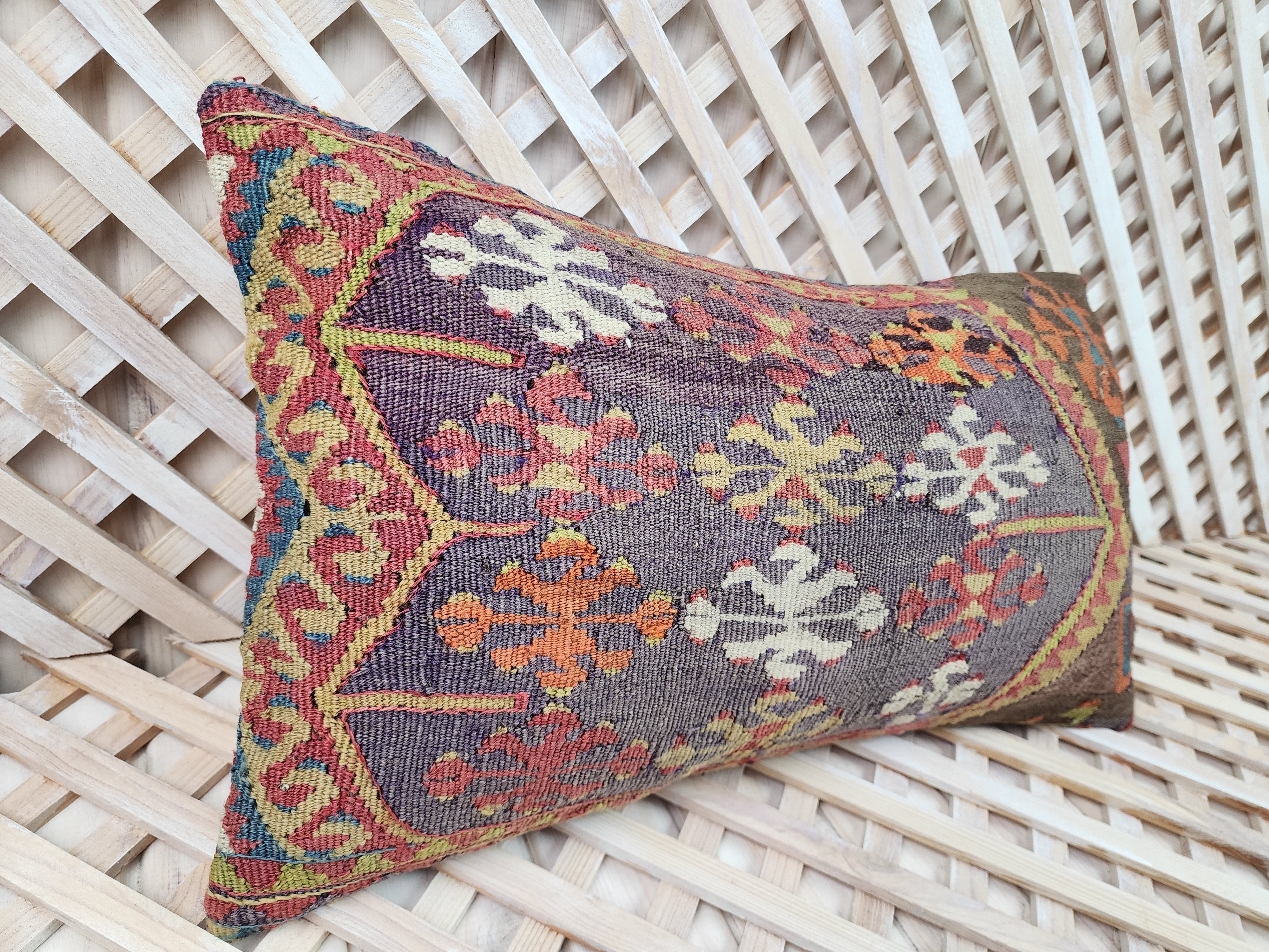 Lumbar Kilim Pillow Cover 12 x 20 in