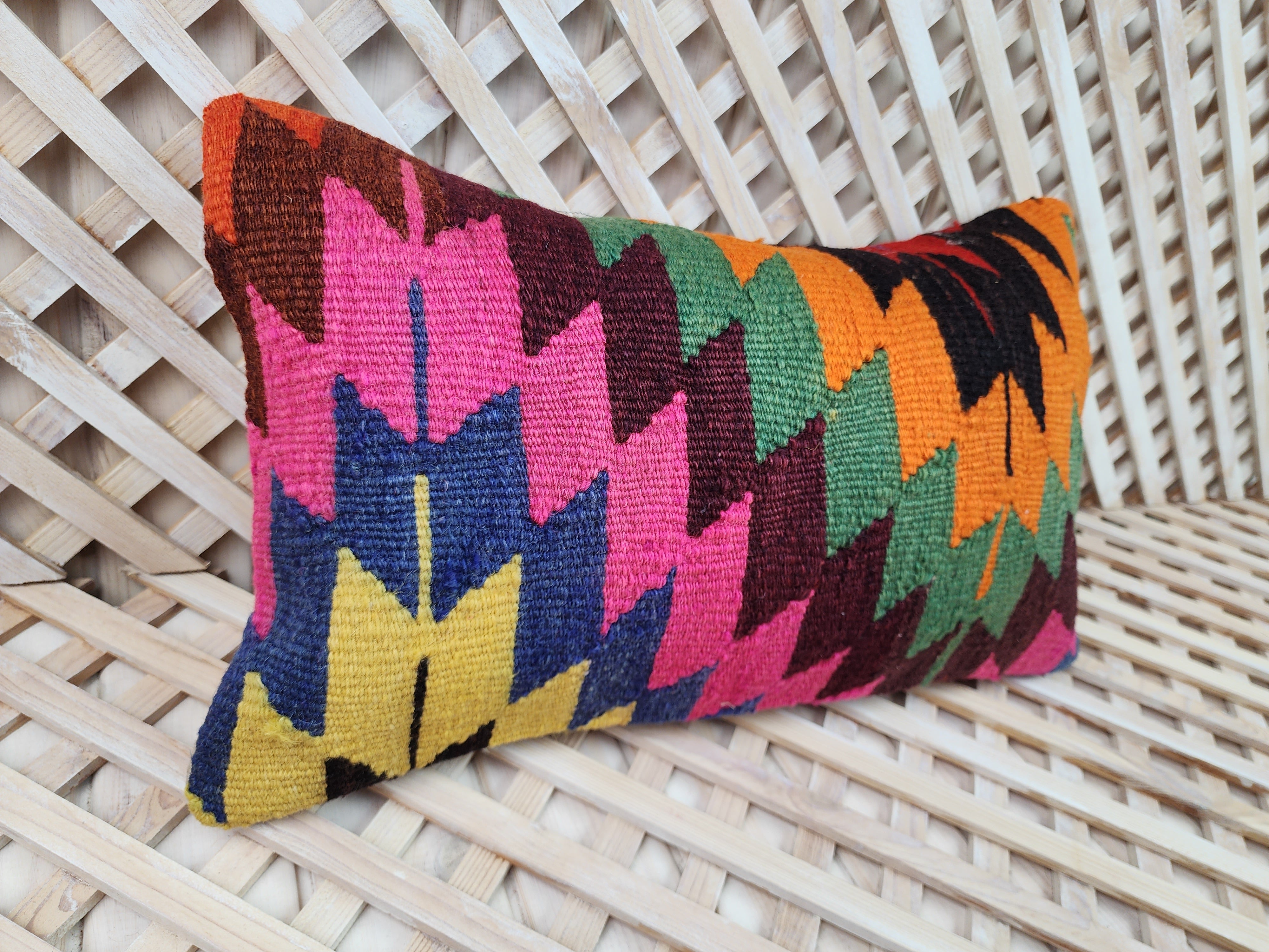 Lumbar Kilim Pillow Cover 12 x 20 in