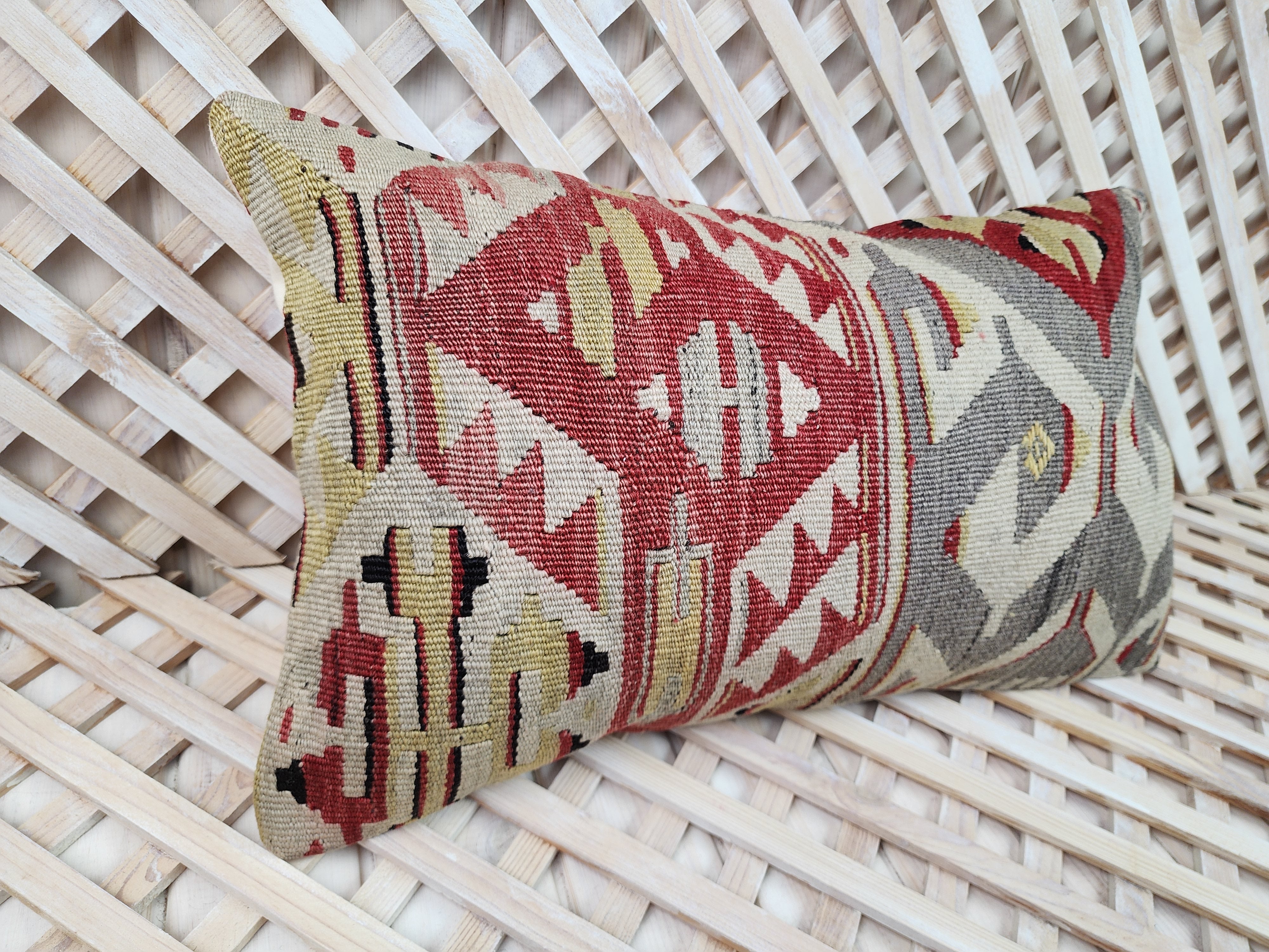 Lumbar Kilim Pillow Cover 12 x 20 in