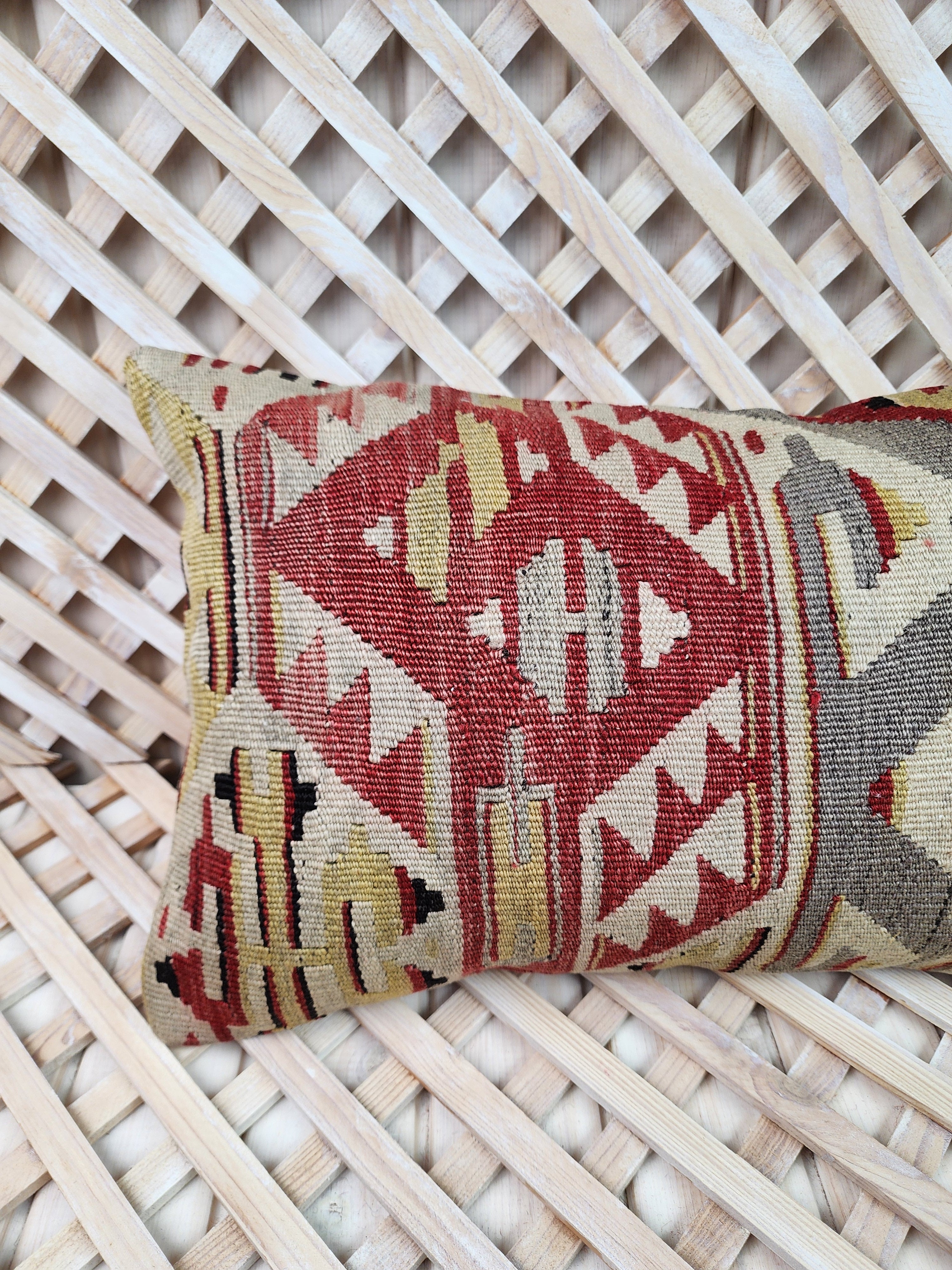 Lumbar Kilim Pillow Cover 12 x 20 in