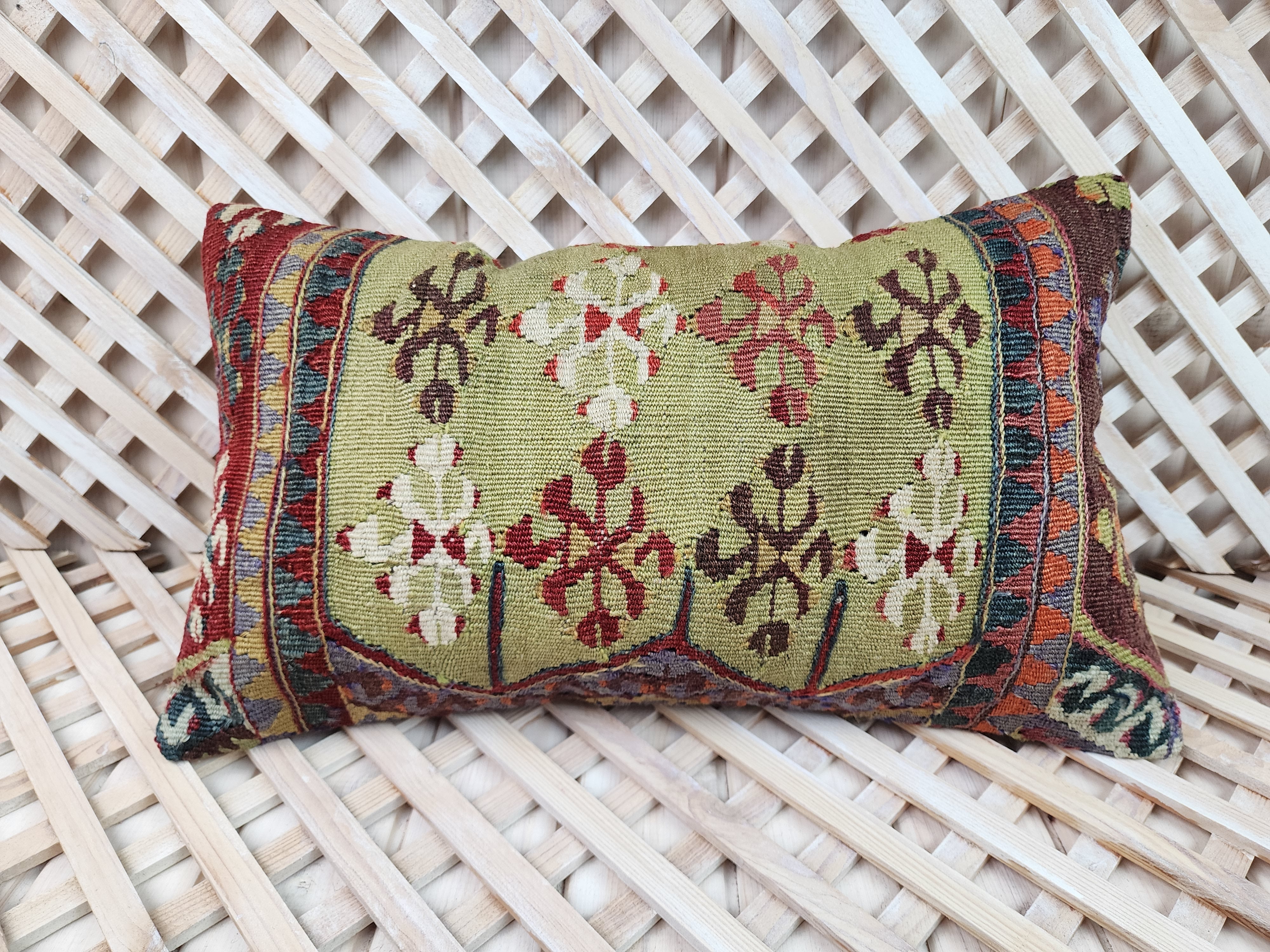 Lumbar Kilim Pillow Cover 12 x 20 in