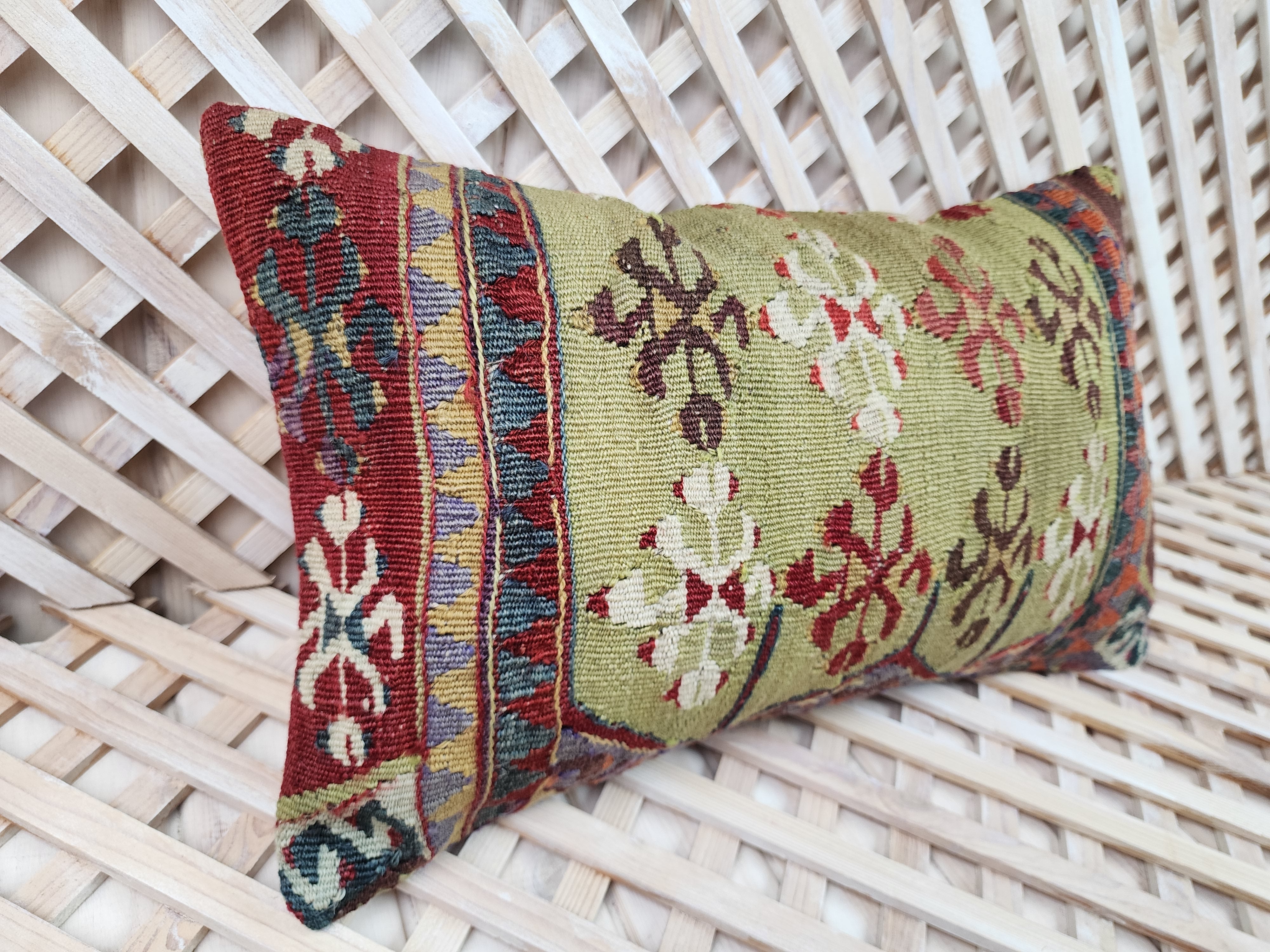 Lumbar Kilim Pillow Cover 12 x 20 in