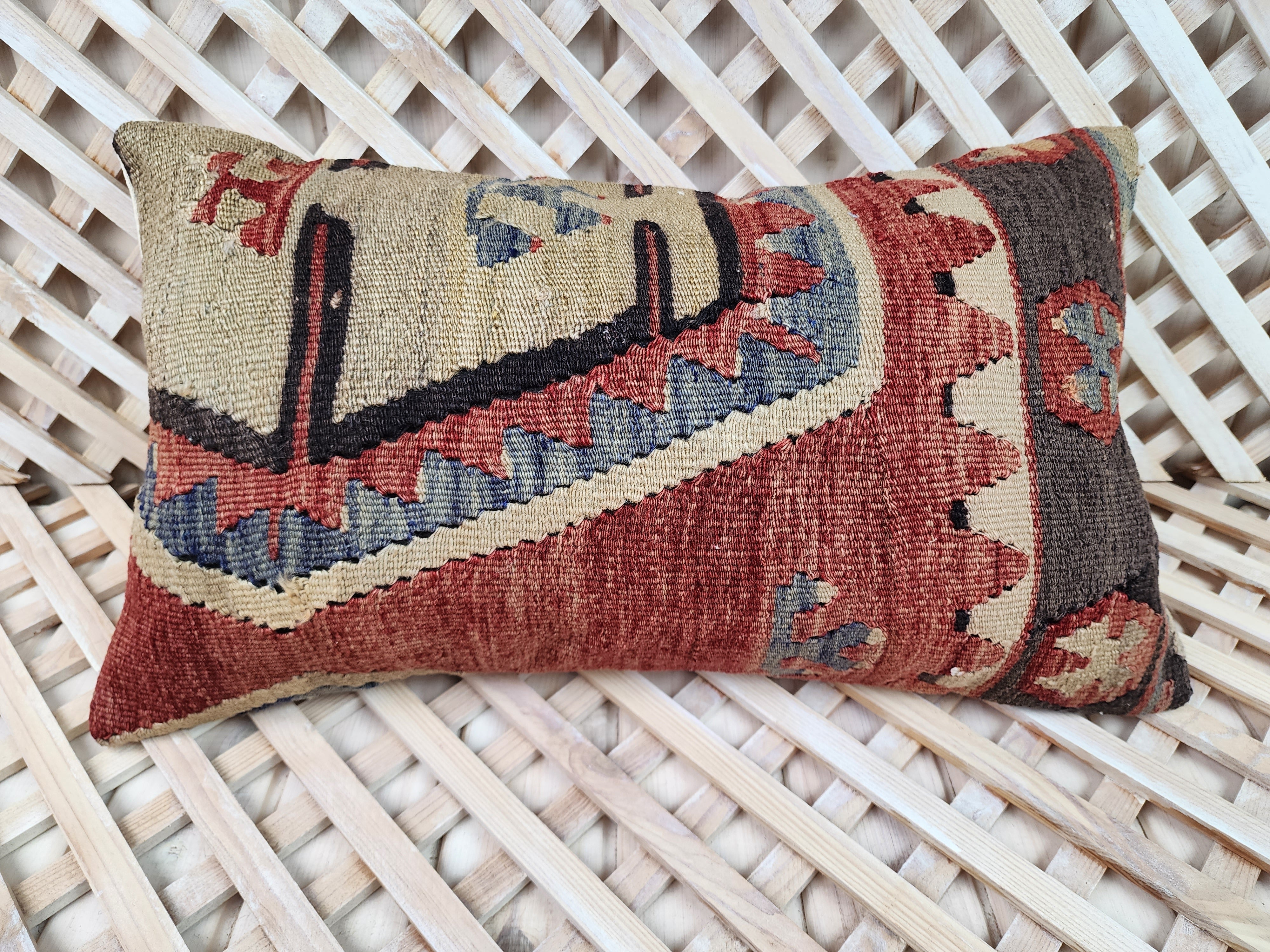 Lumbar Kilim Pillow Cover 12 x 20 in