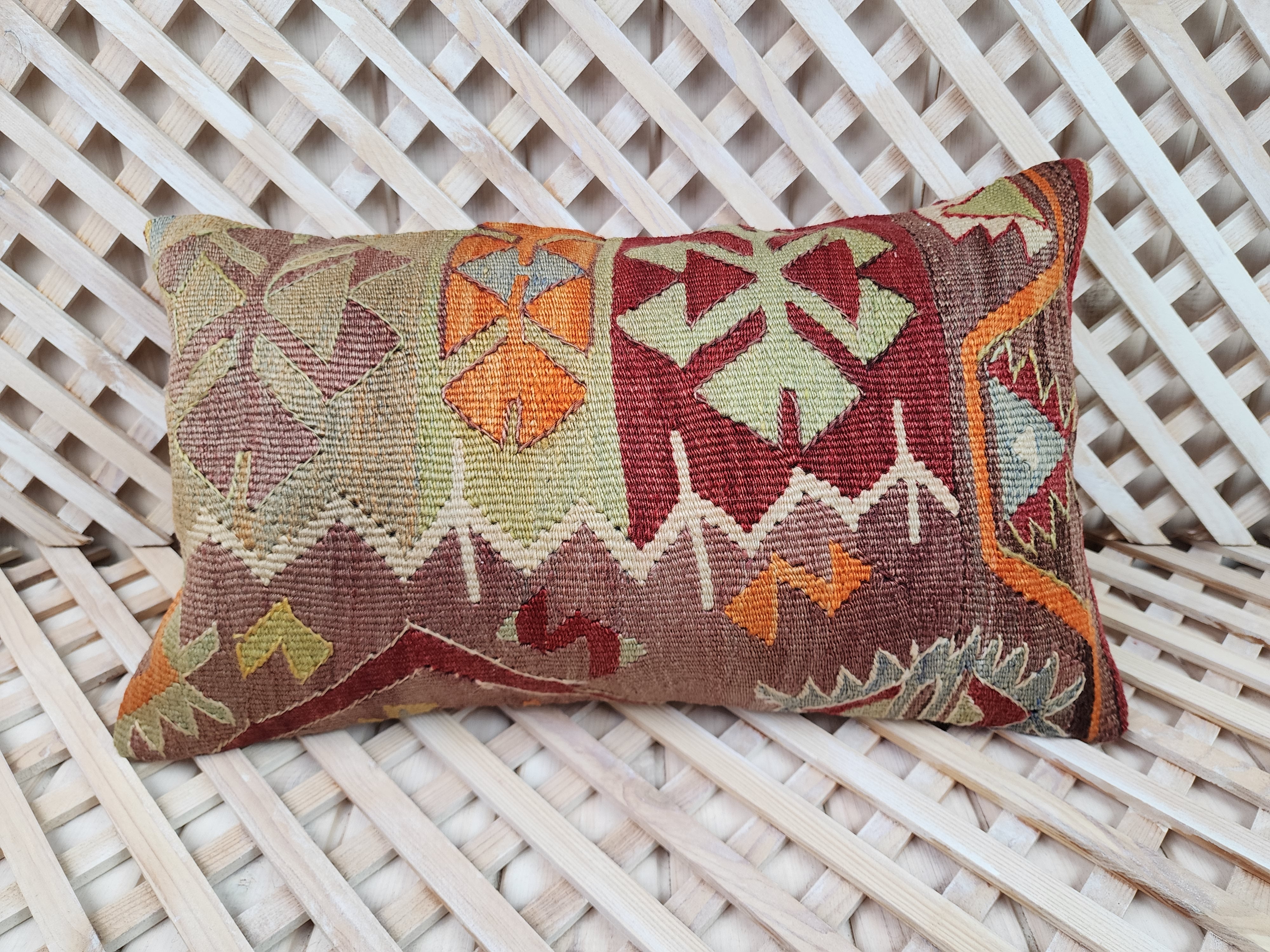 Lumbar Kilim Pillow Cover 12 x 20 in