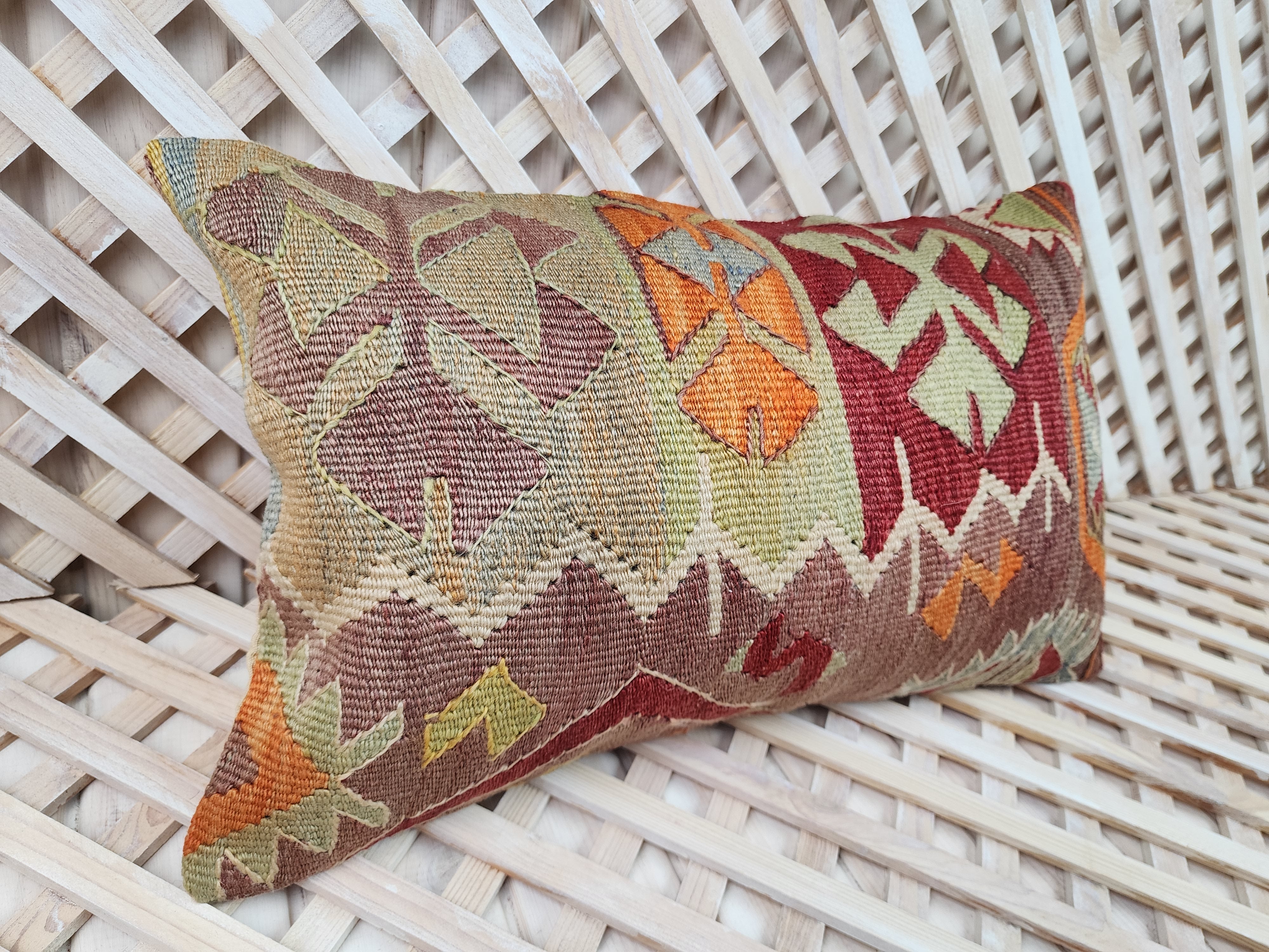 Lumbar Kilim Pillow Cover 12 x 20 in