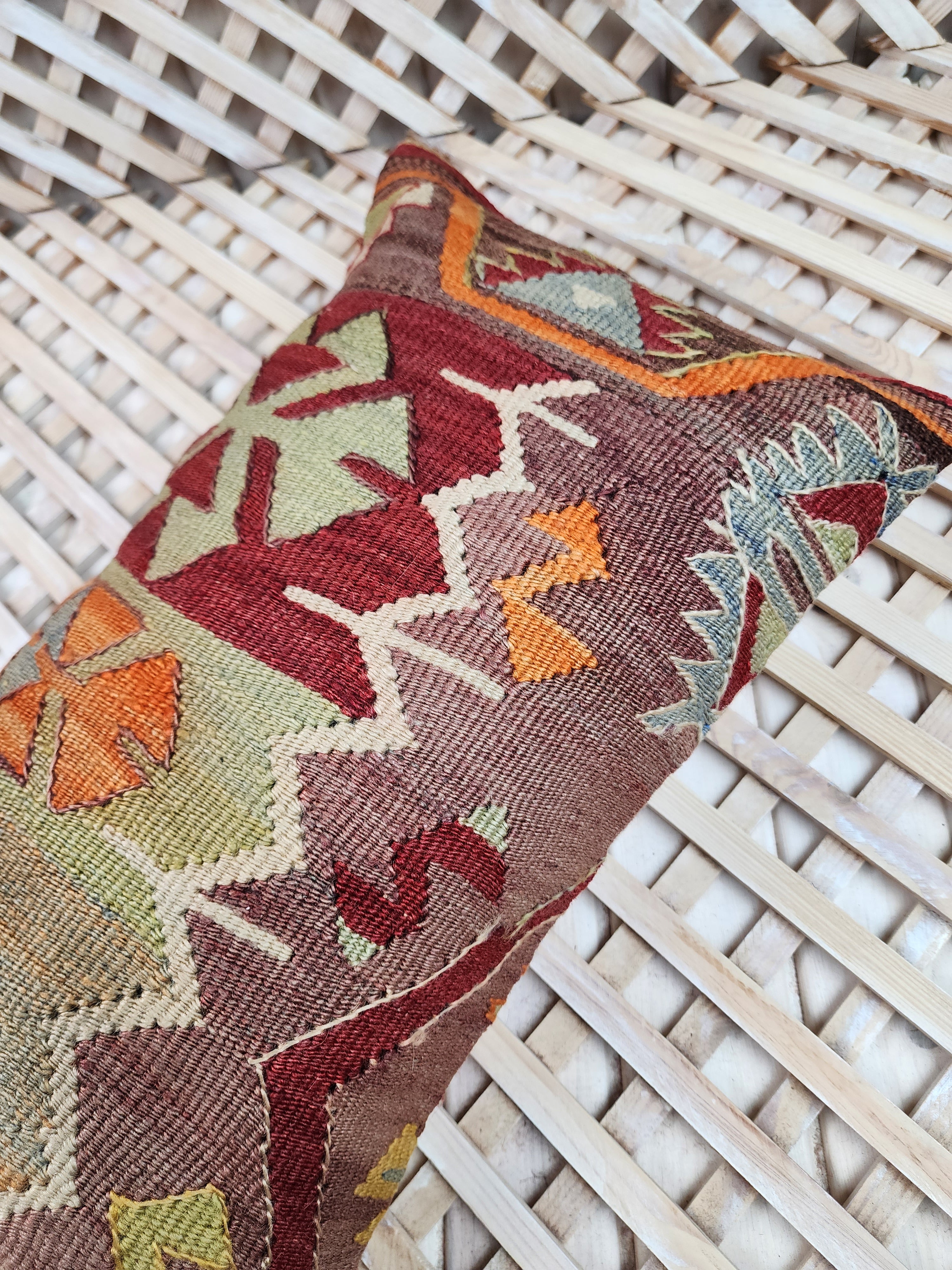 Lumbar Kilim Pillow Cover 12 x 20 in