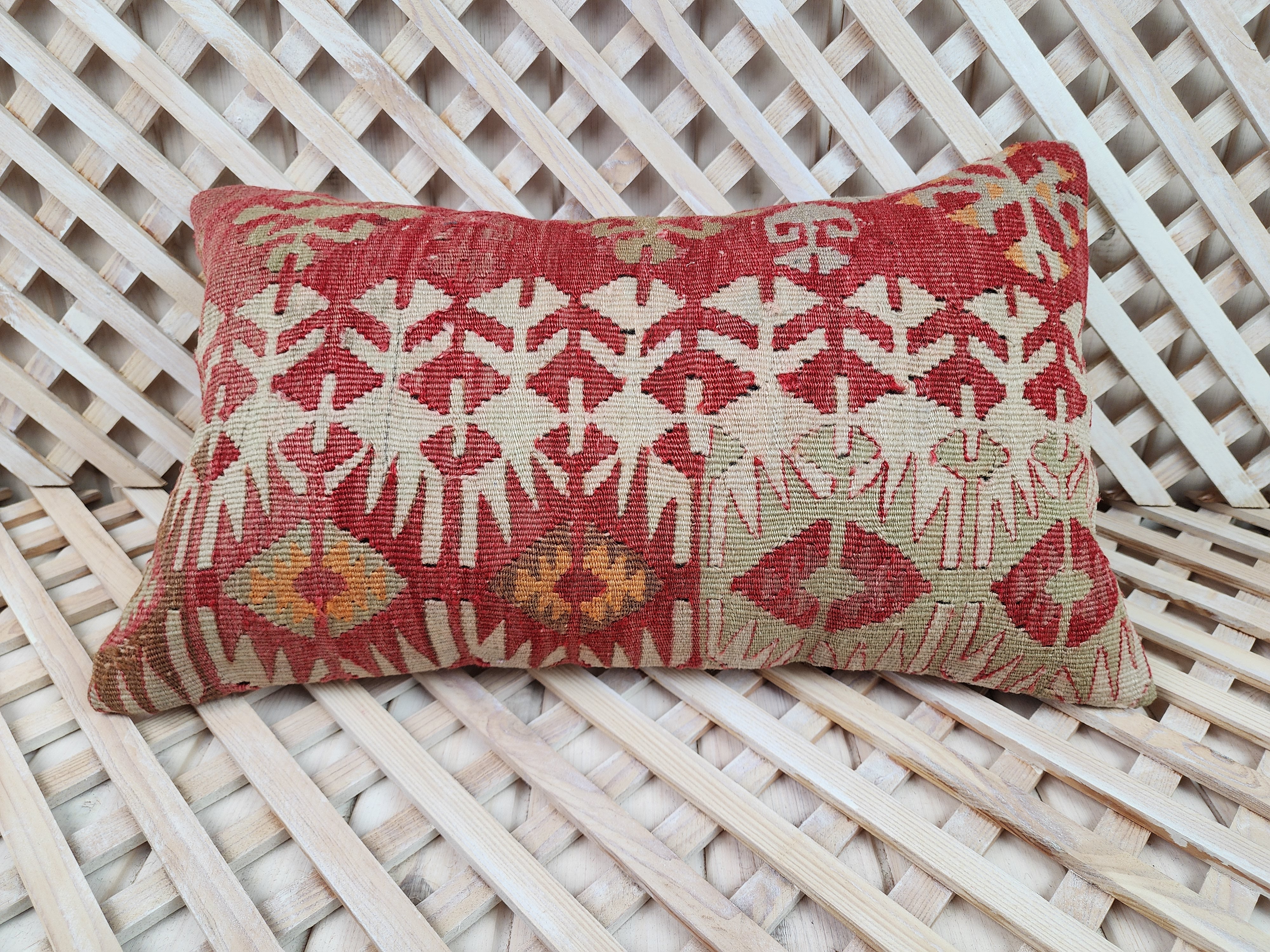 Lumbar Kilim Pillow Cover 12 x 20 in