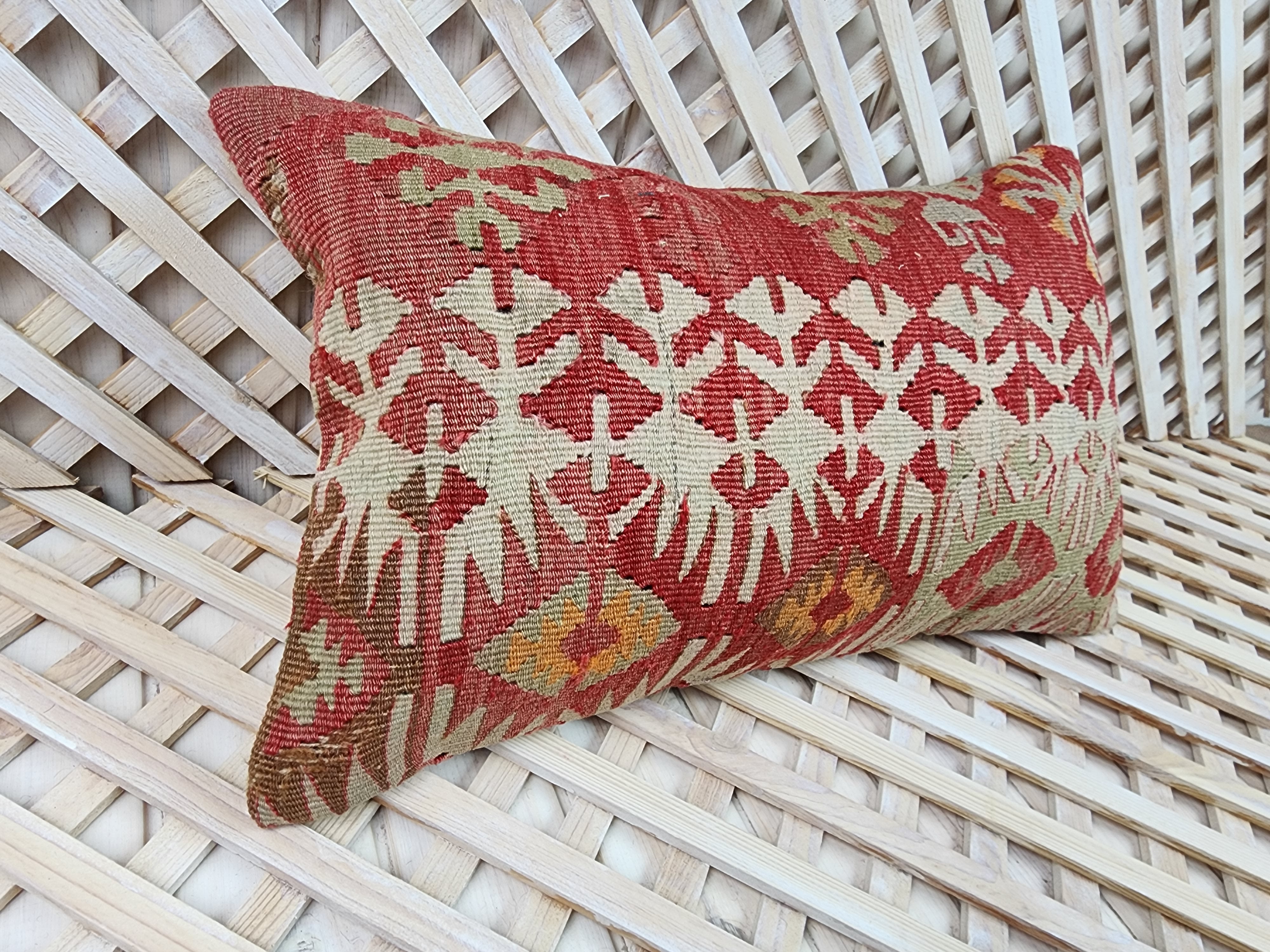 Lumbar Kilim Pillow Cover 12 x 20 in