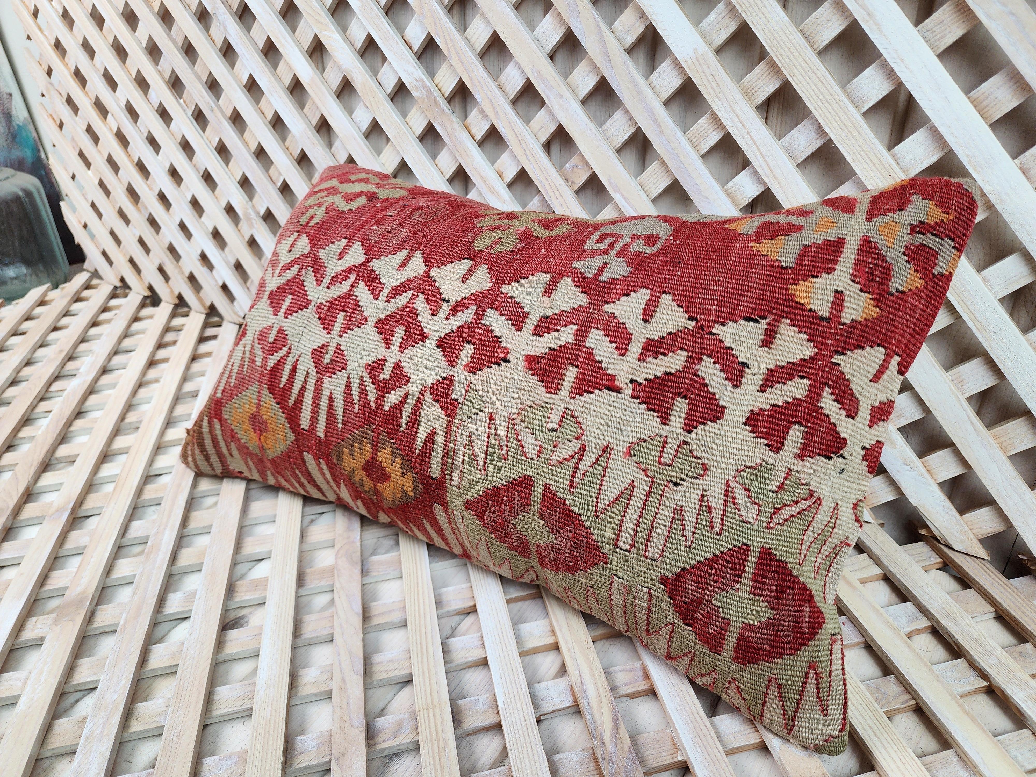 Lumbar Kilim Pillow Cover 12 x 20 in