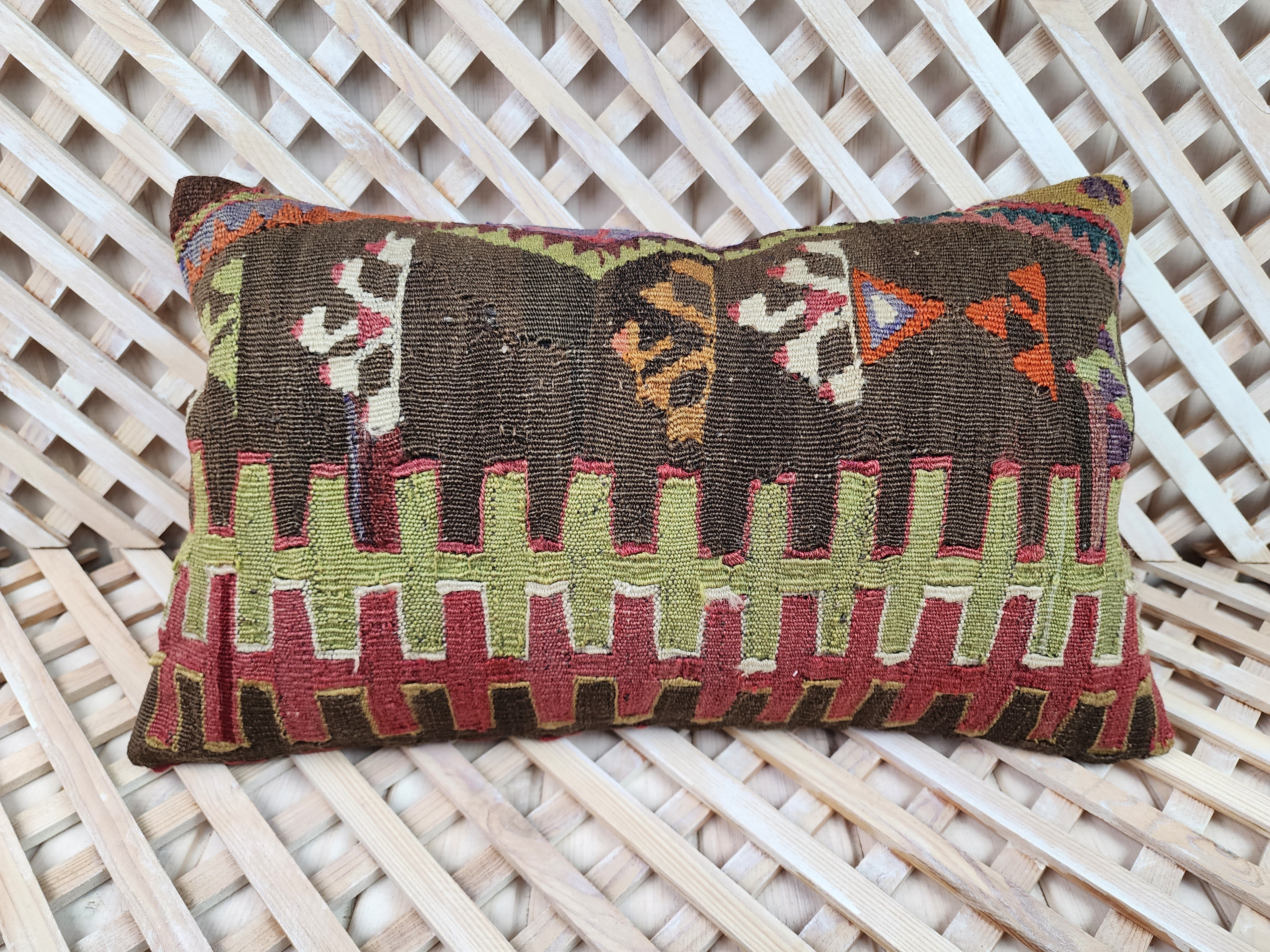 Lumbar Kilim Pillow Cover 12 x 20 in