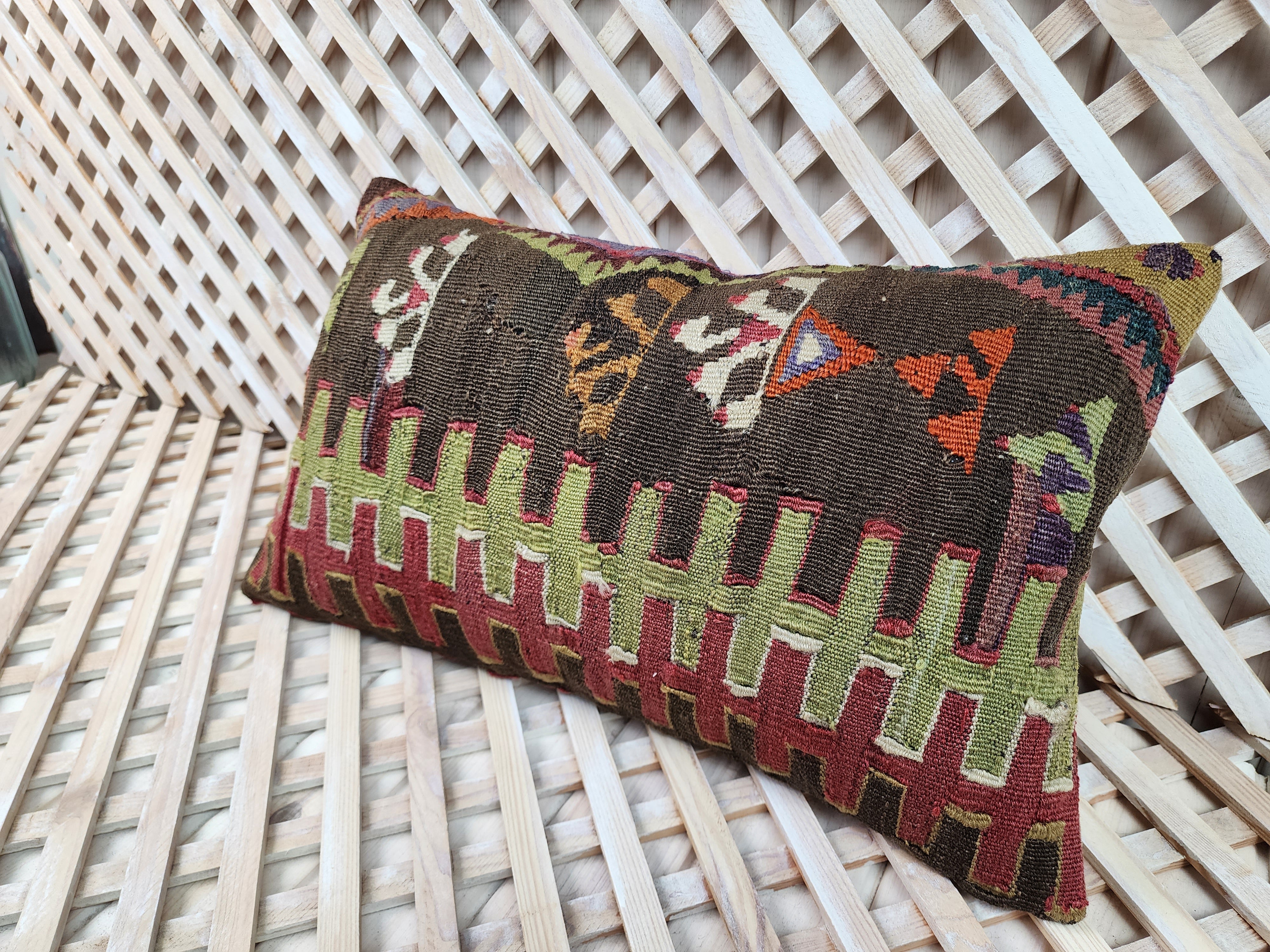 Lumbar Kilim Pillow Cover 12 x 20 in