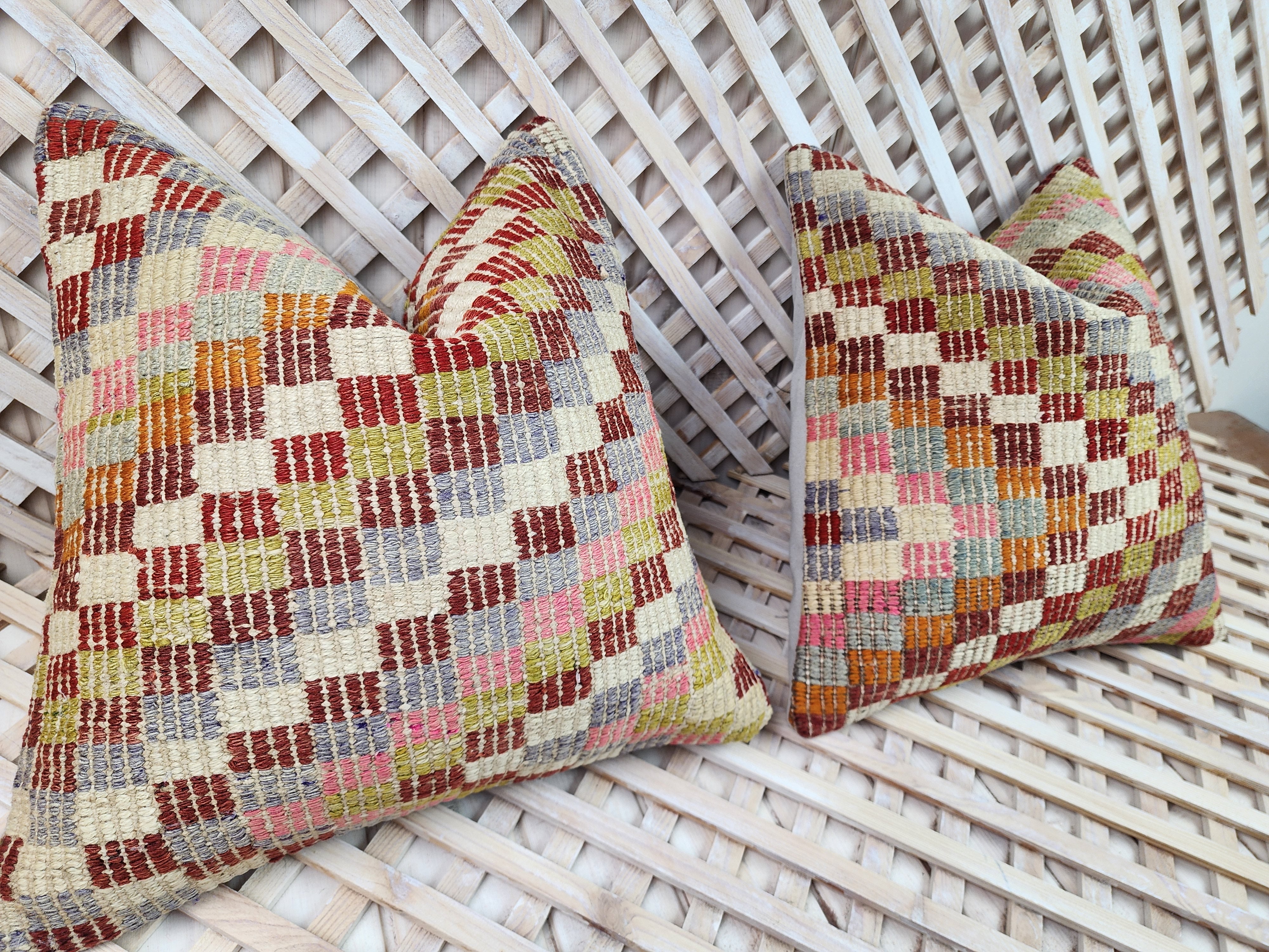 Pair of Kilim Pillows 16 x 16 in