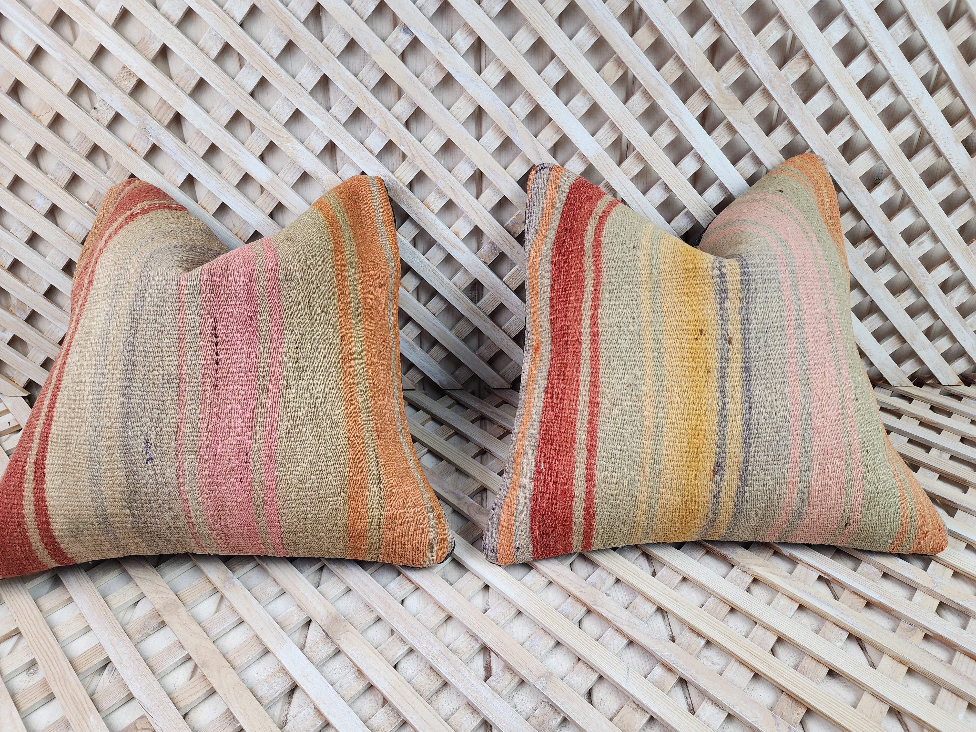 Pair of Kilim Pillows 16 x 16 in