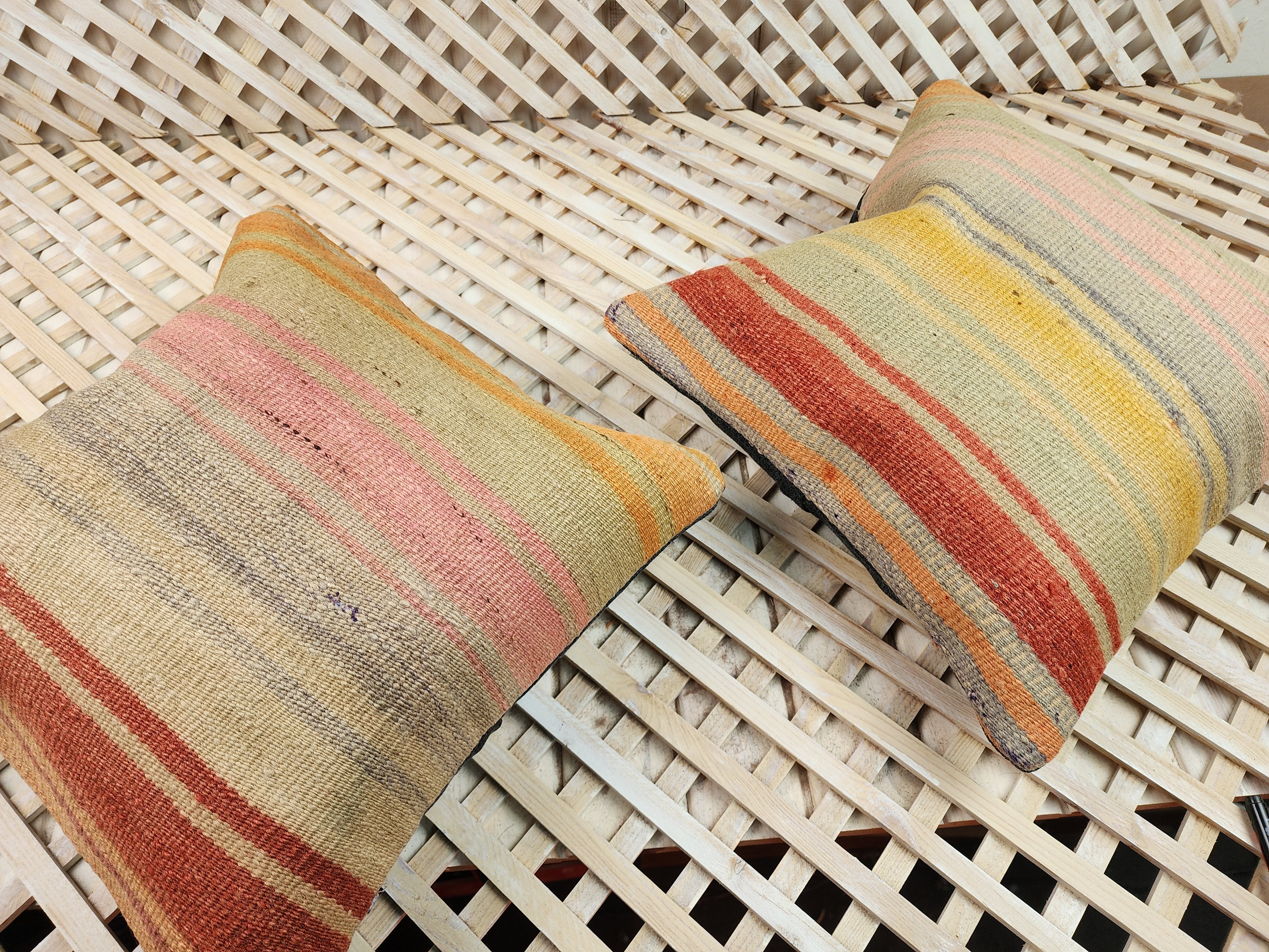 Pair of Kilim Pillows 16 x 16 in