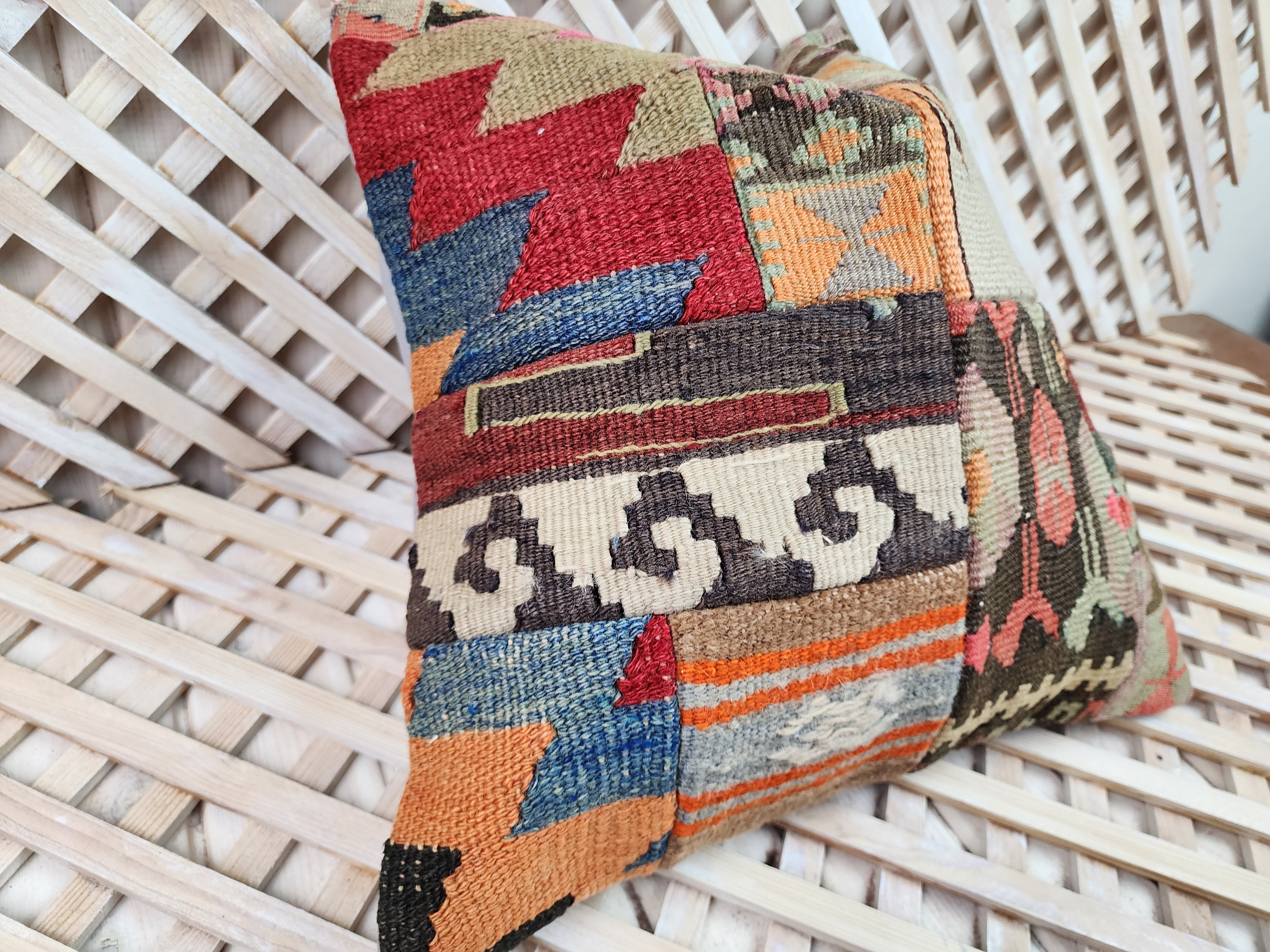Patchwork Kilim Pillow Cover 16 x 16 in