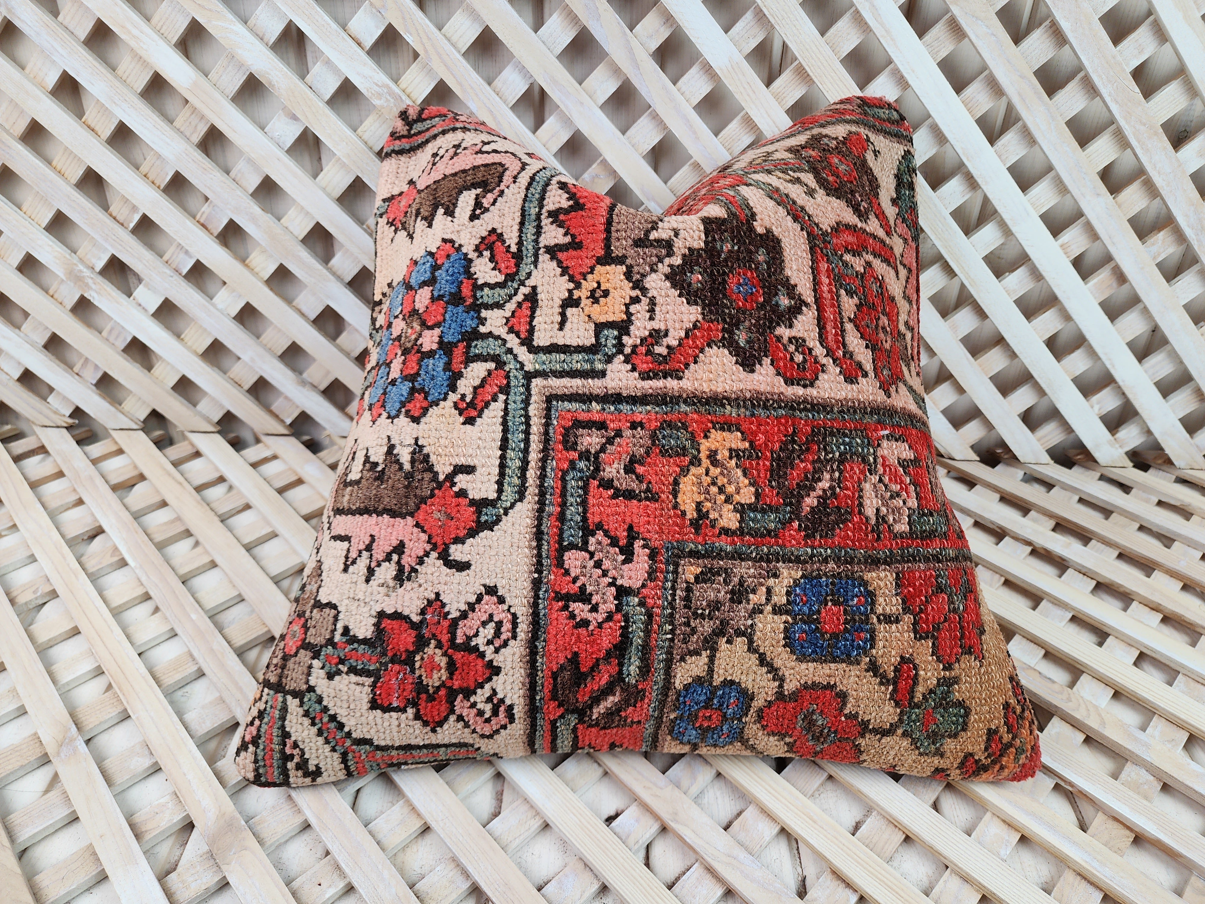 Antique Persian Carpet Pillow Cover 16 x 16 in