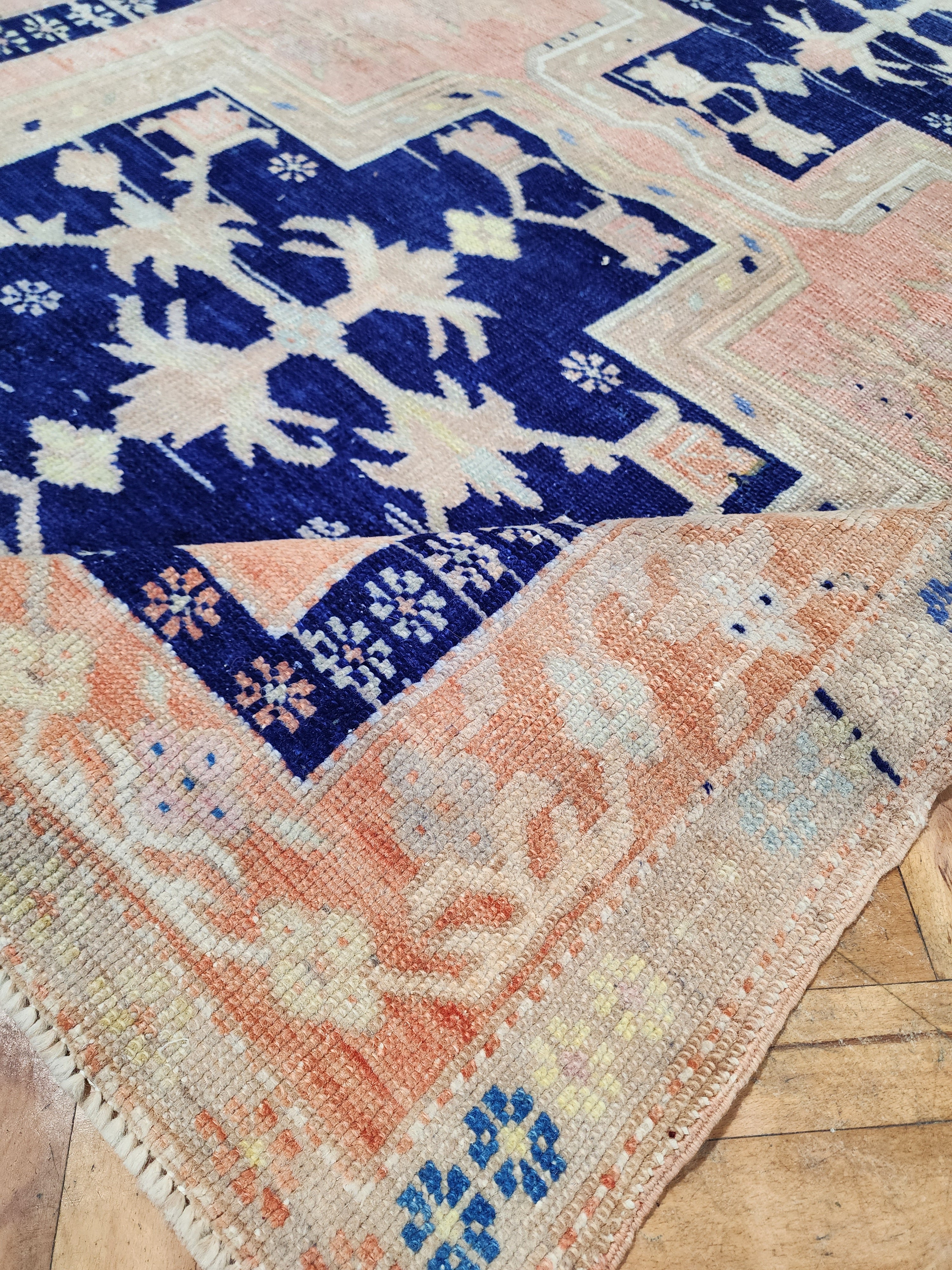 Pale Turkish Rug, Distressed Oushak Rug, Anatolian Carpet, Handmade Organic Overdyed Rug, Bohemian Rustic Decor Persian Area Rug 8'1" x 4'4"