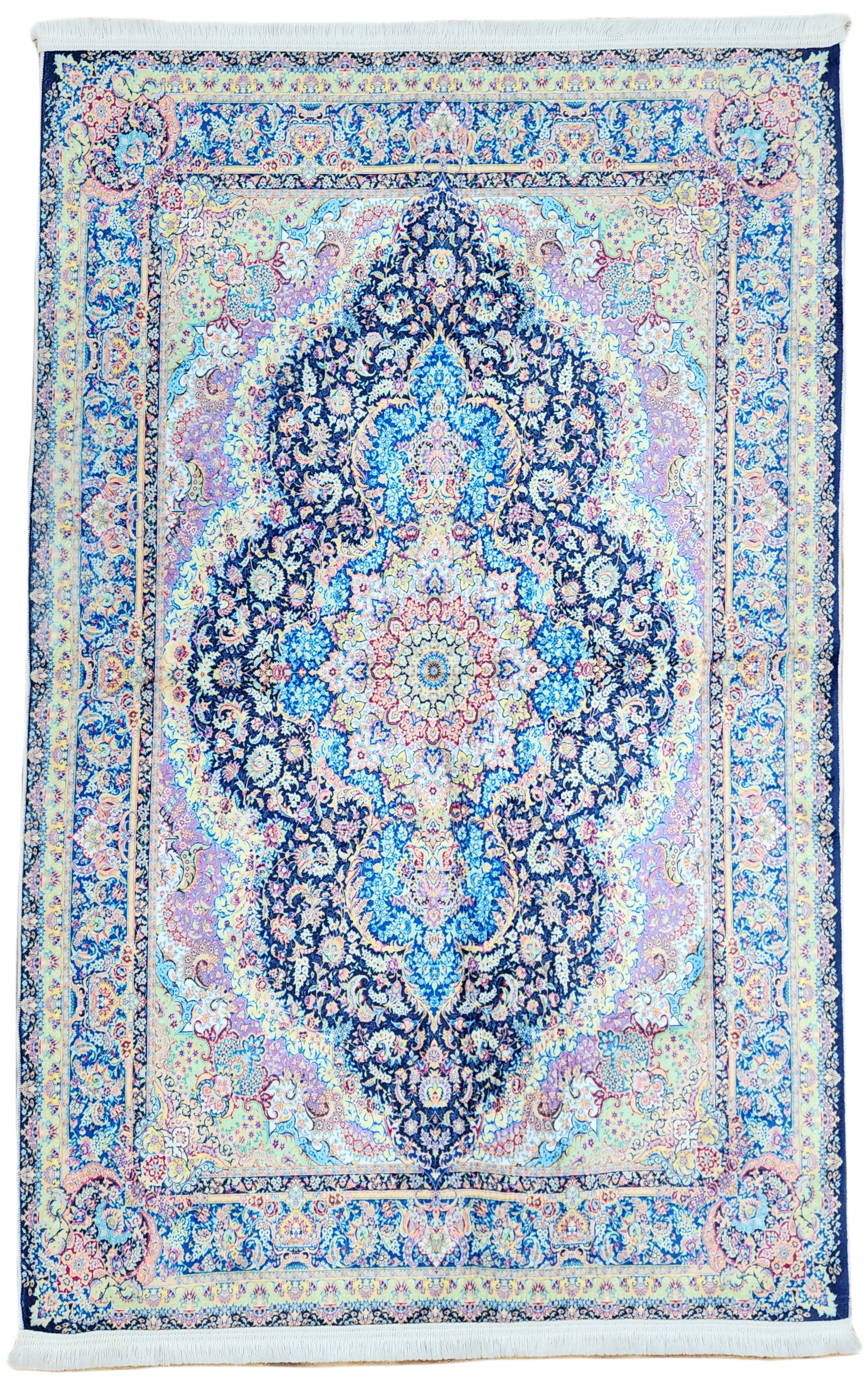 TURKISH BAMBOO SILK RUG, PERSIAN STYLE ORIENTAL VISCOSE SILK FLOOR RUG FOR HALL ENTRY LIVING ROOM OR BEDROOM 4 FT X 6 FT