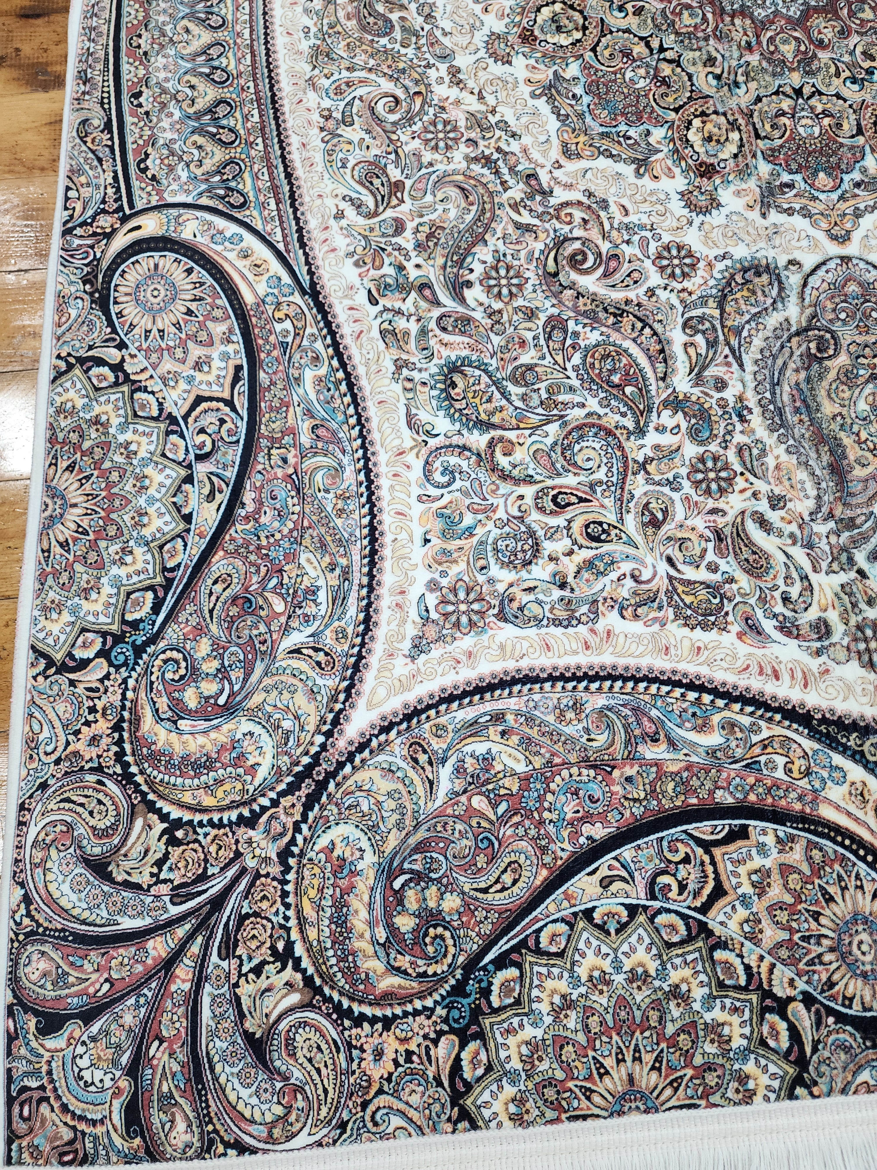 TURKISH BAMBOO SILK RUG, PERSIAN STYLE ORIENTAL VISCOSE SILK FLOOR RUG FOR HALL ENTRY LIVING ROOM OR BEDROOM 4 FT X 6 FT