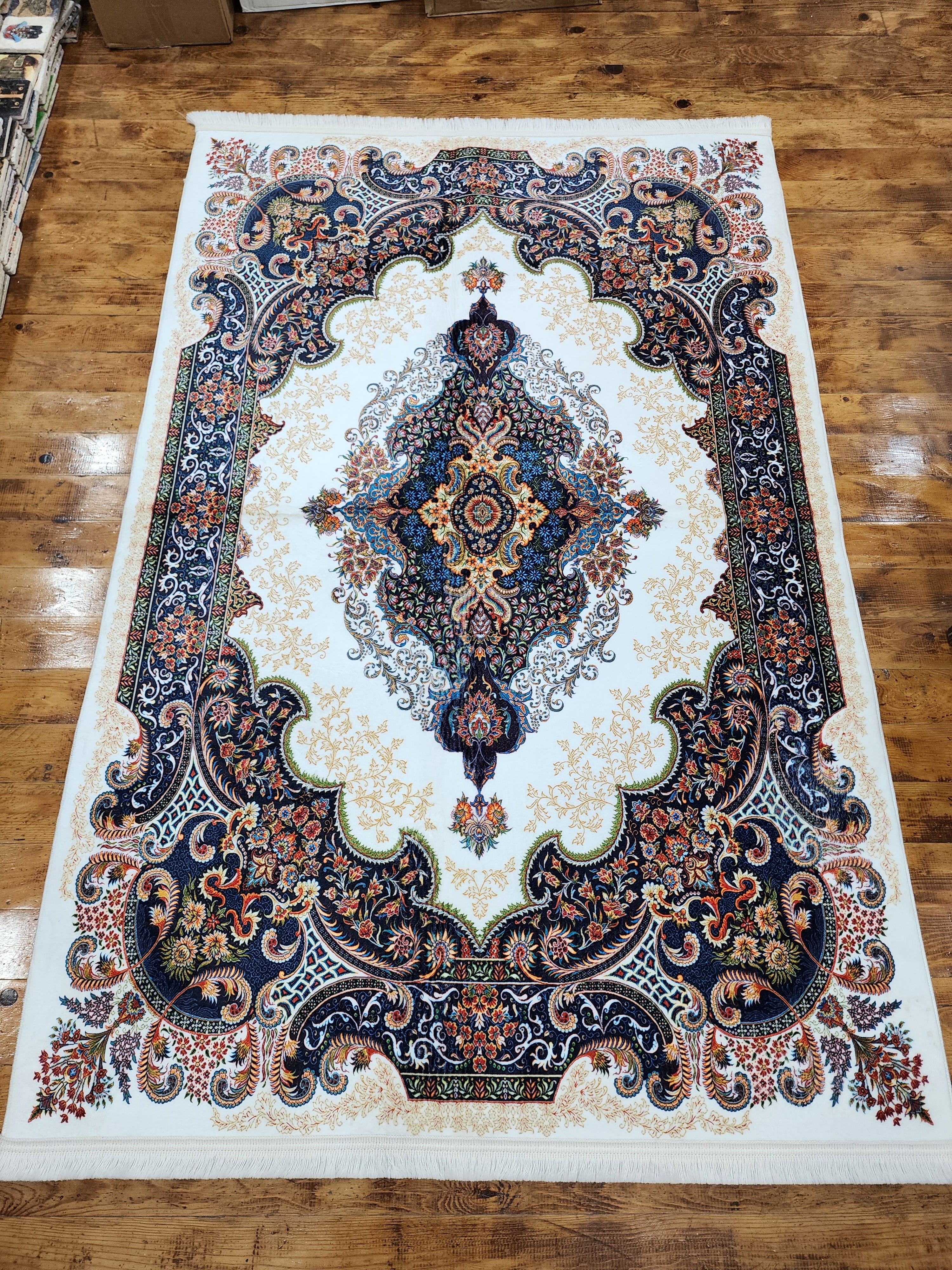 TURKISH BAMBOO SILK RUG, PERSIAN STYLE ORIENTAL VISCOSE SILK FLOOR RUG FOR HALL ENTRY LIVING ROOM OR BEDROOM 4 FT X 6 FT