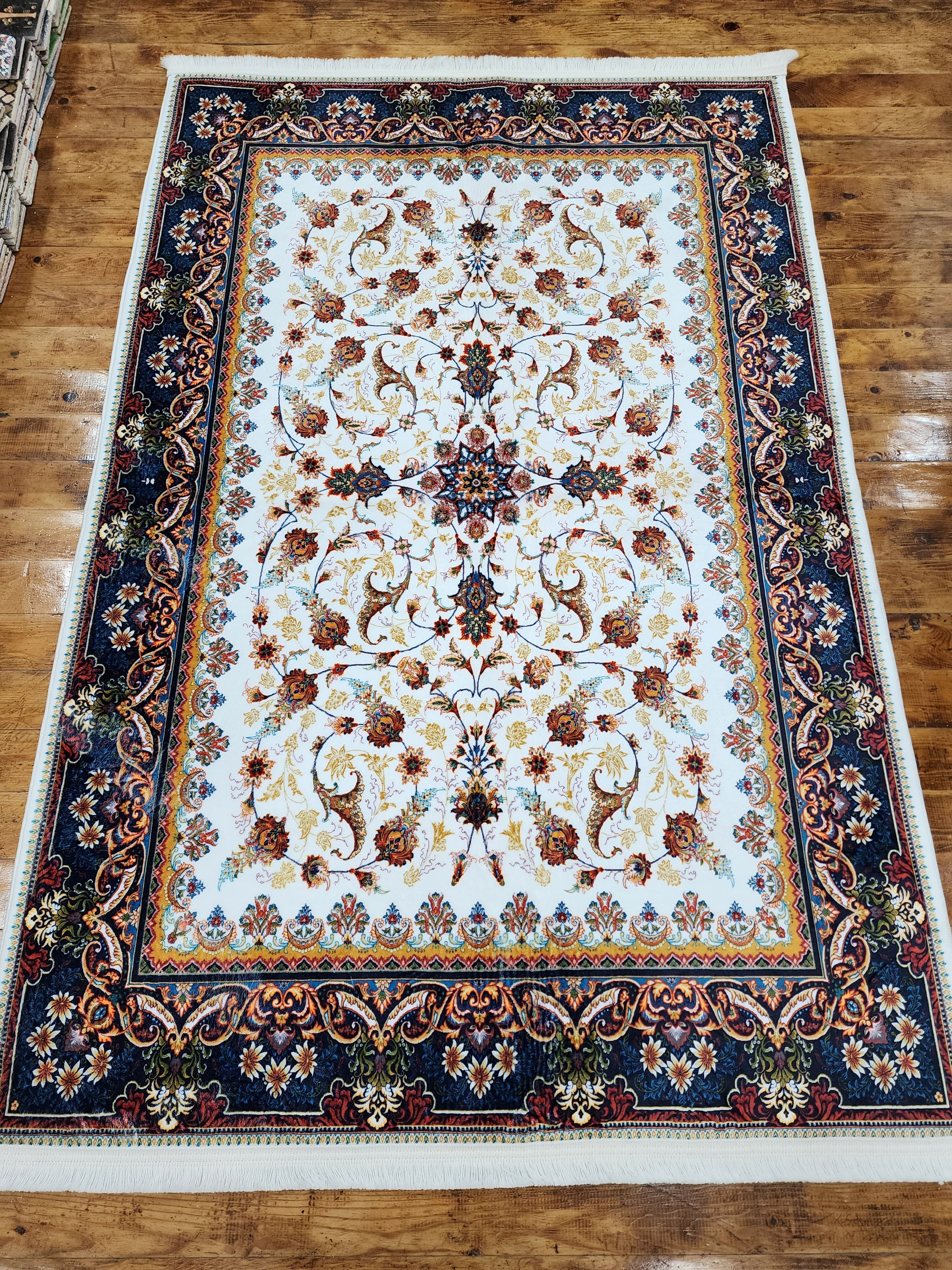 TURKISH BAMBOO SILK RUG, PERSIAN STYLE ORIENTAL VISCOSE SILK FLOOR RUG FOR HALL ENTRY LIVING ROOM OR BEDROOM 4 FT X 6 FT