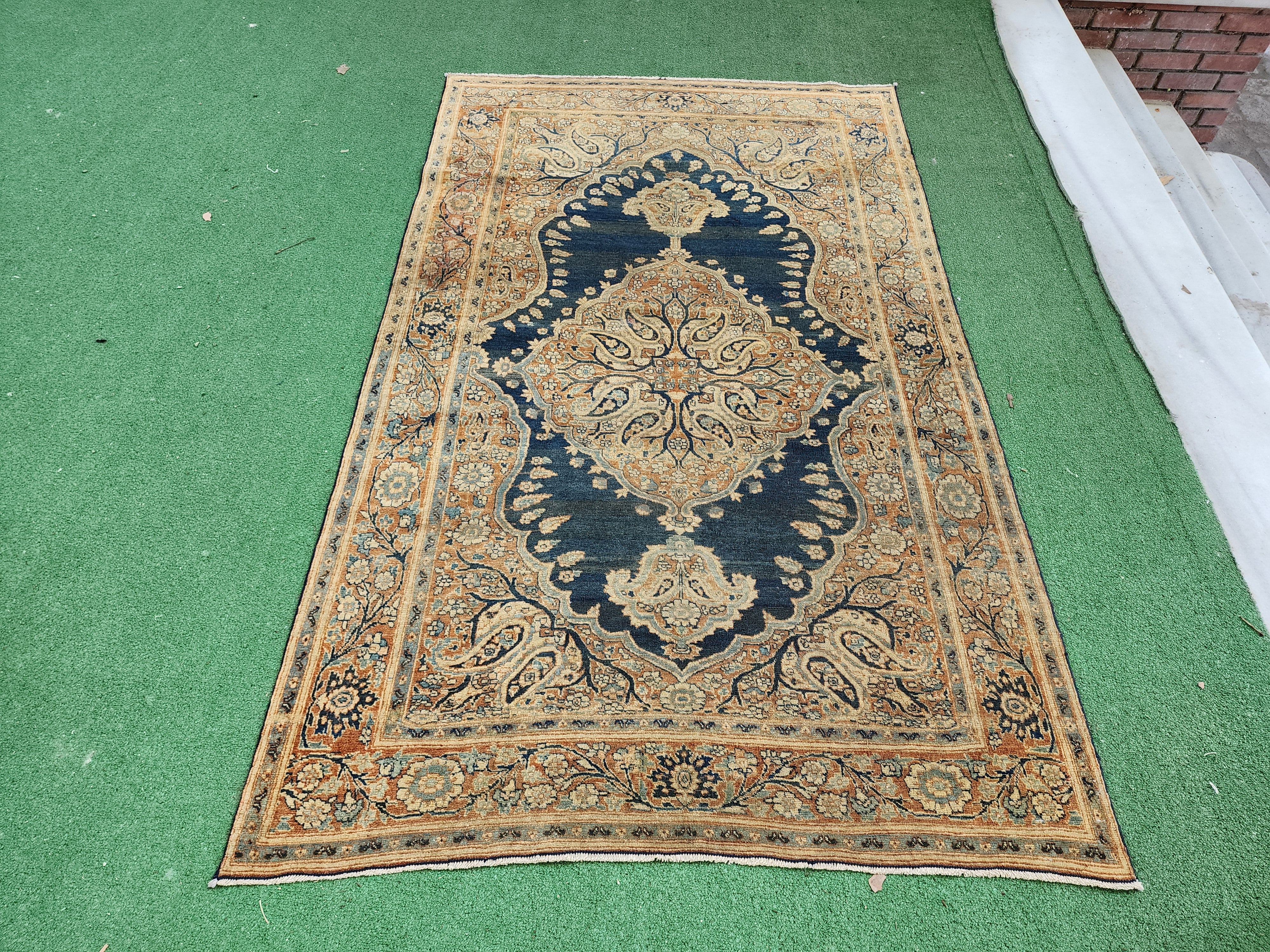 Alfombra Lavar Kirman antigua 3'8''x6'5''