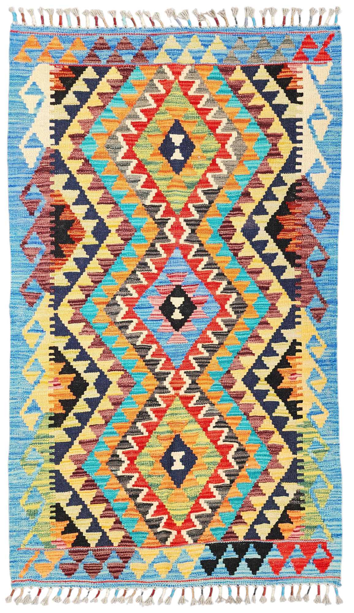 Multi-Hued Diamond Design Kilim