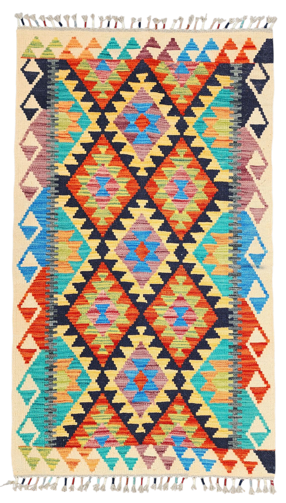 Handwoven Diamond Pattern Kilim Rug