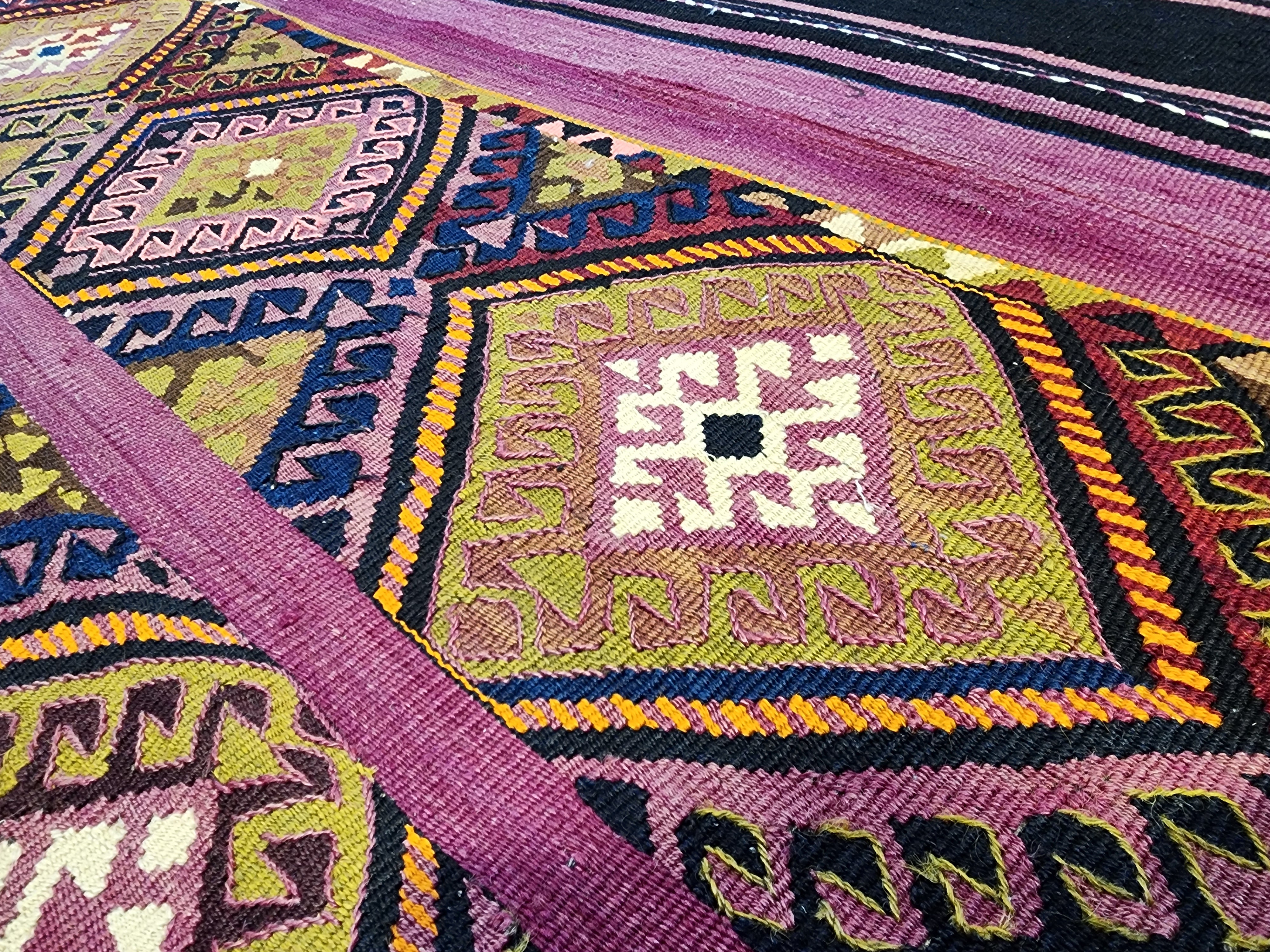 Antique Turkish Kilim Rug 6 x 5 ft, Antique Persian Boho Rustic Floor Rug