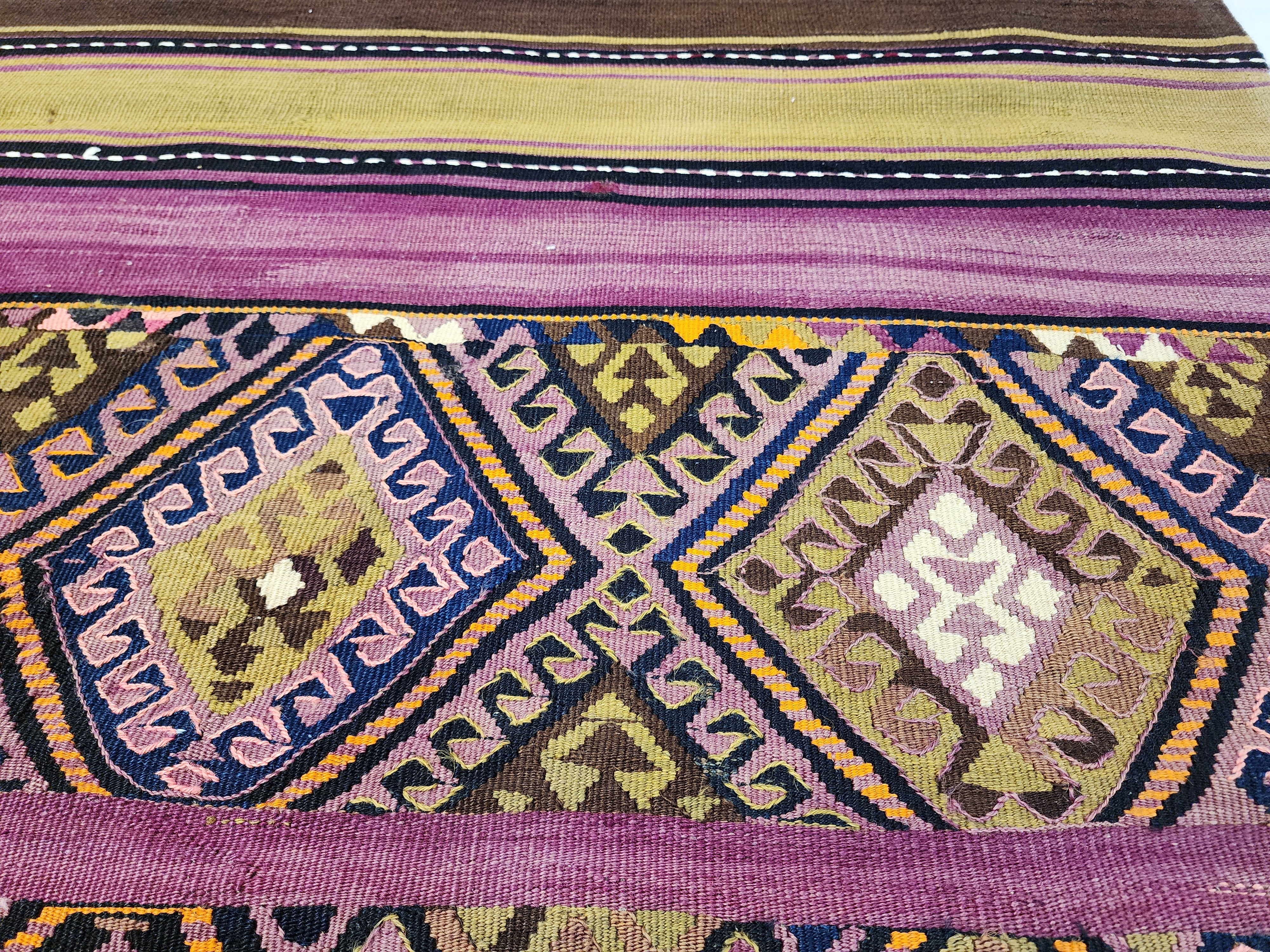 Antique Turkish Kilim Rug 6 x 5 ft, Antique Persian Boho Rustic Floor Rug